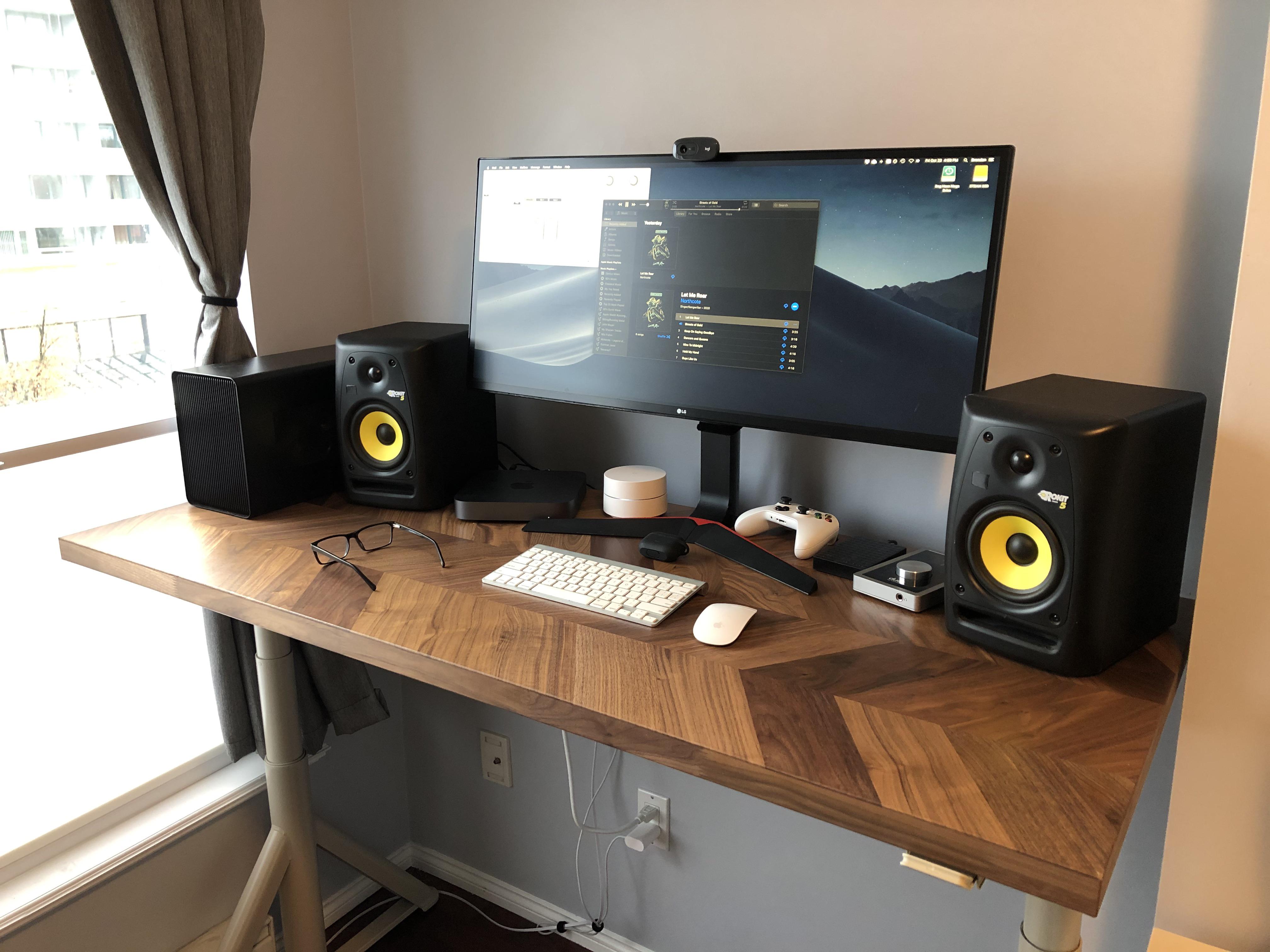 Updated the battlestation with a sit/stand desk w/ a custom top r