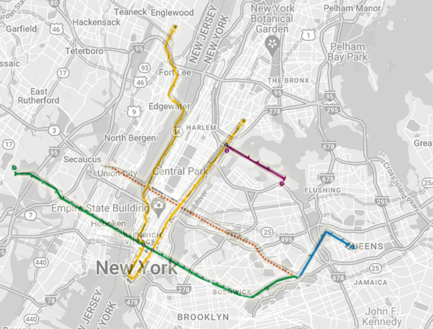 The Toronto subway system if it was rotated and overlaid to scale over