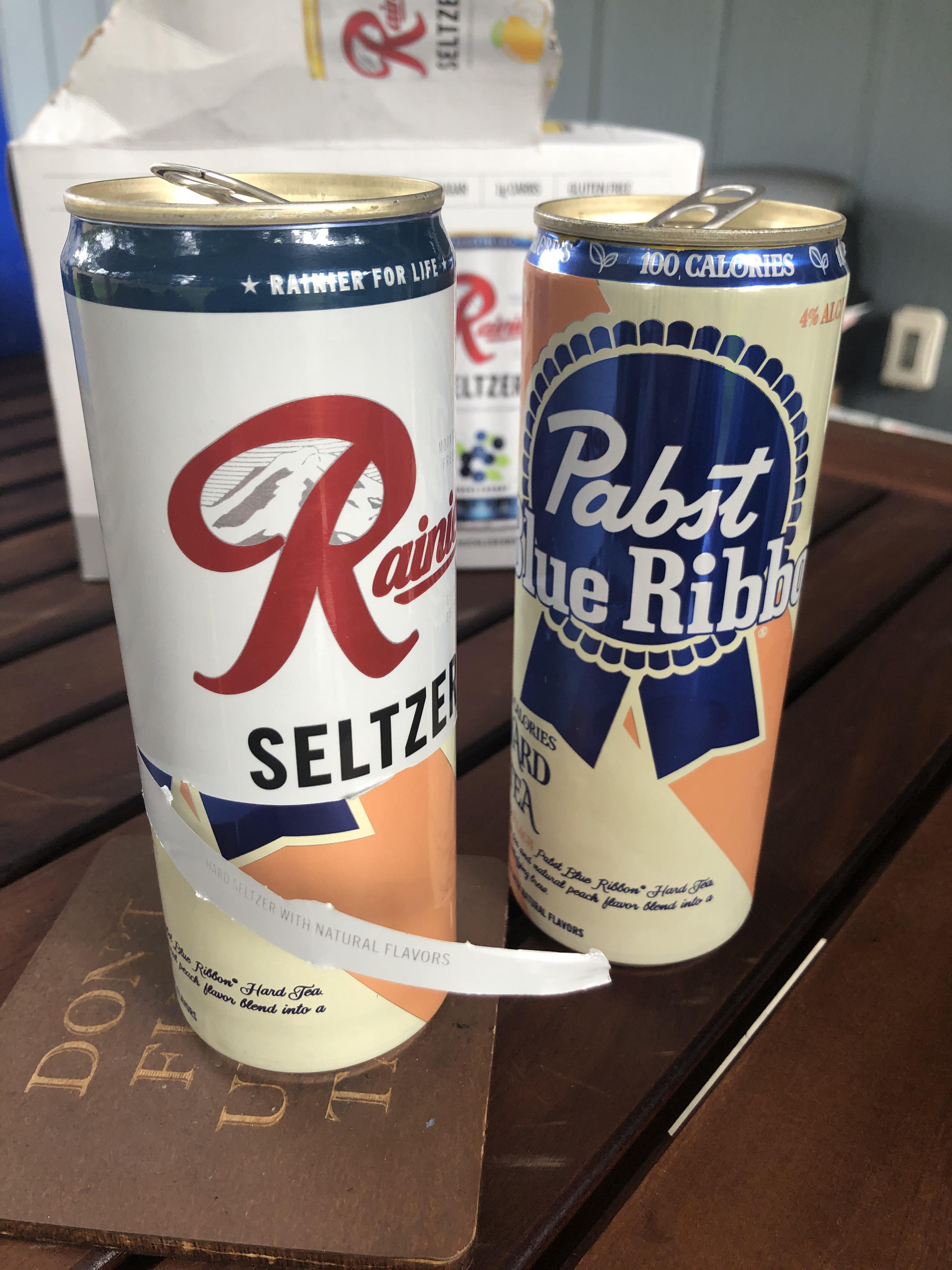 Peeled the labels off of our Rainier seltzers and discovered they were