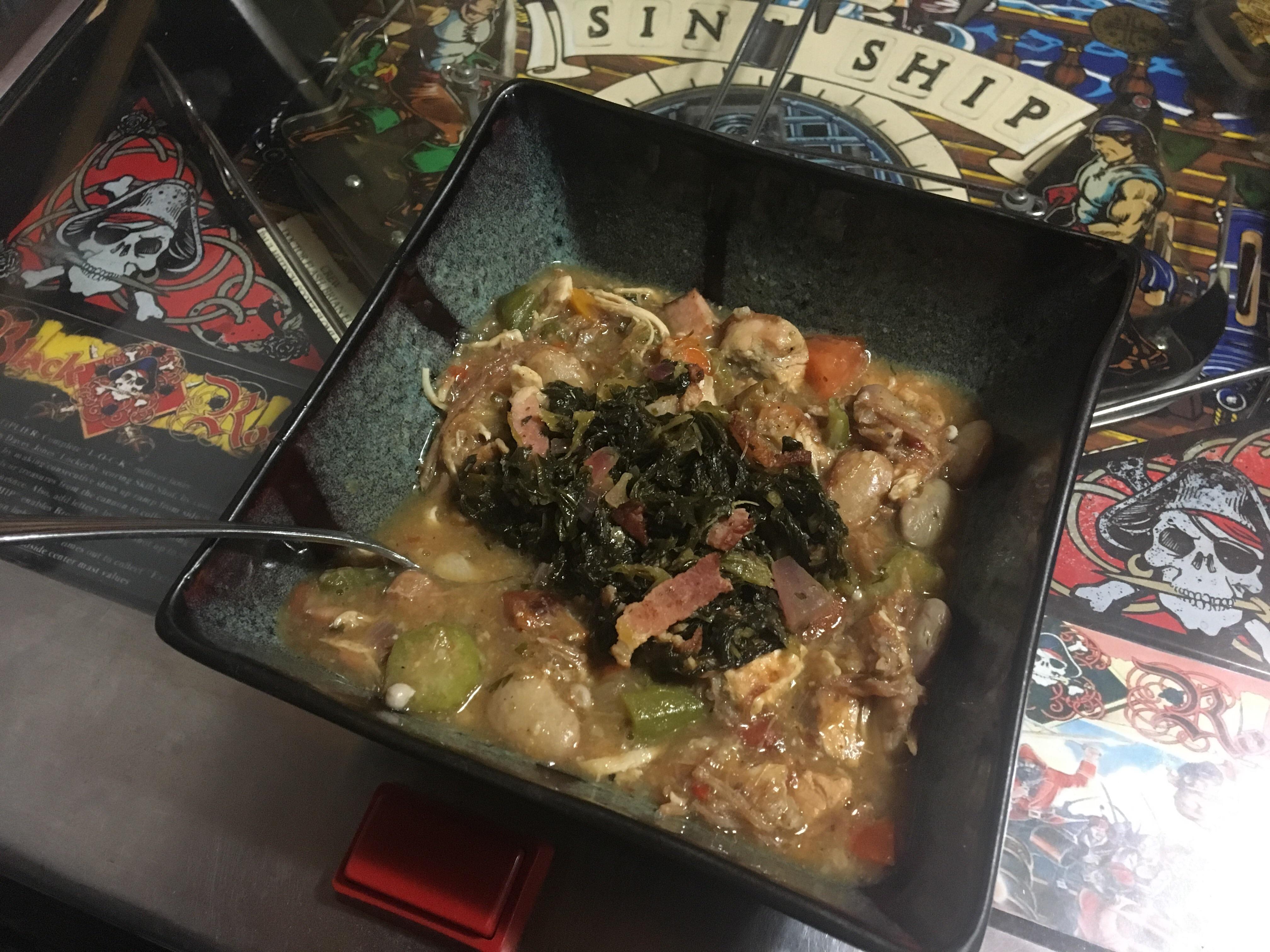 [Homemade] Pork, Steak, and Chicken Gumbo with Apple Cider Vinegar