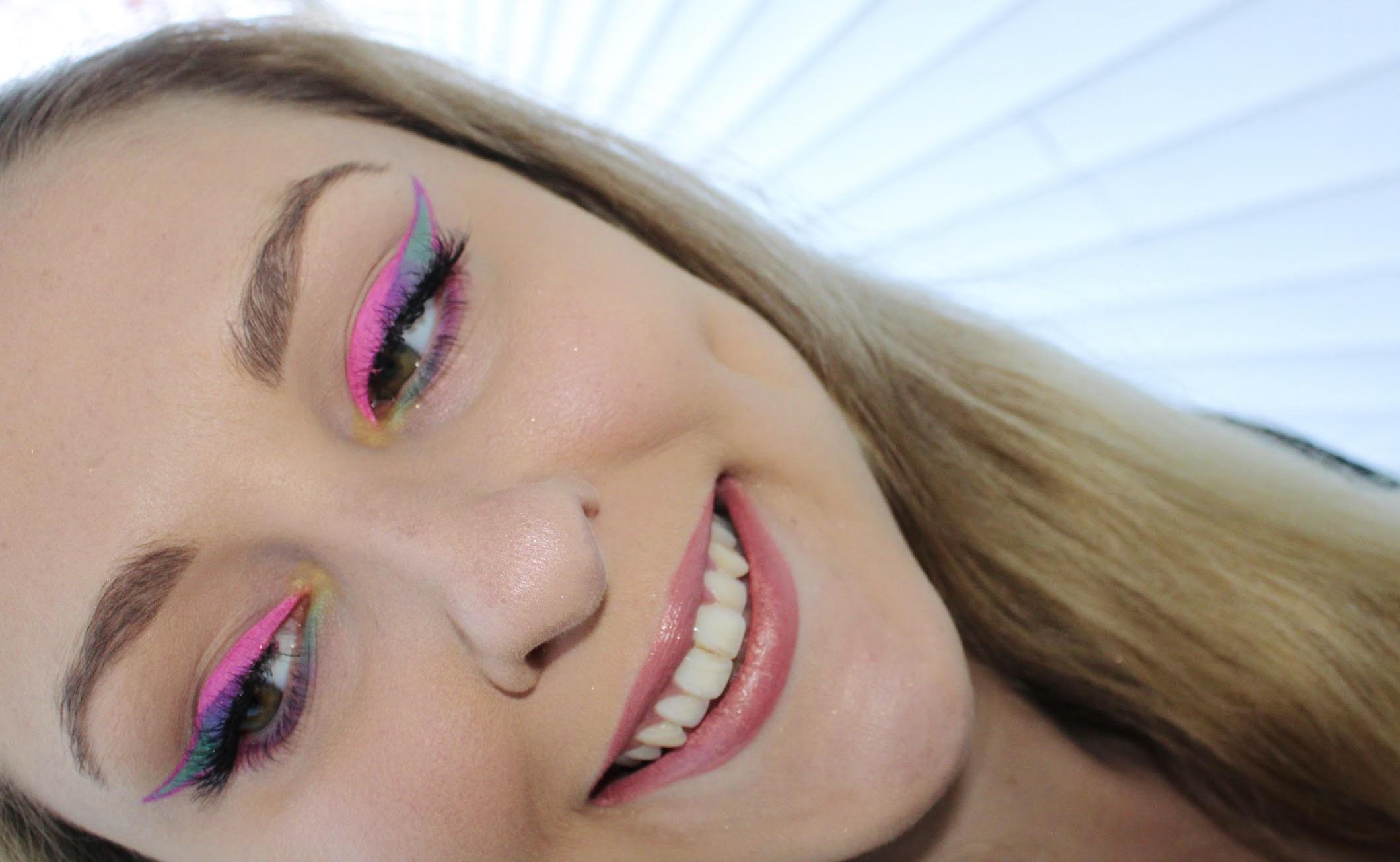 First time using pink liquid eyeliner (this one is from NYX) and I