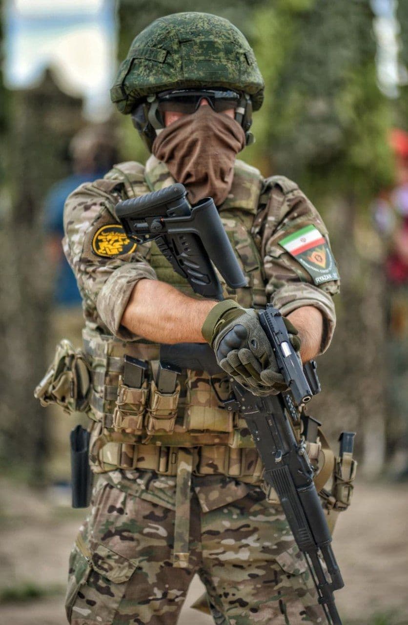 Iranian IRGC Fatehin brigade special force unit at the Int. Competition of Masters of Arms in