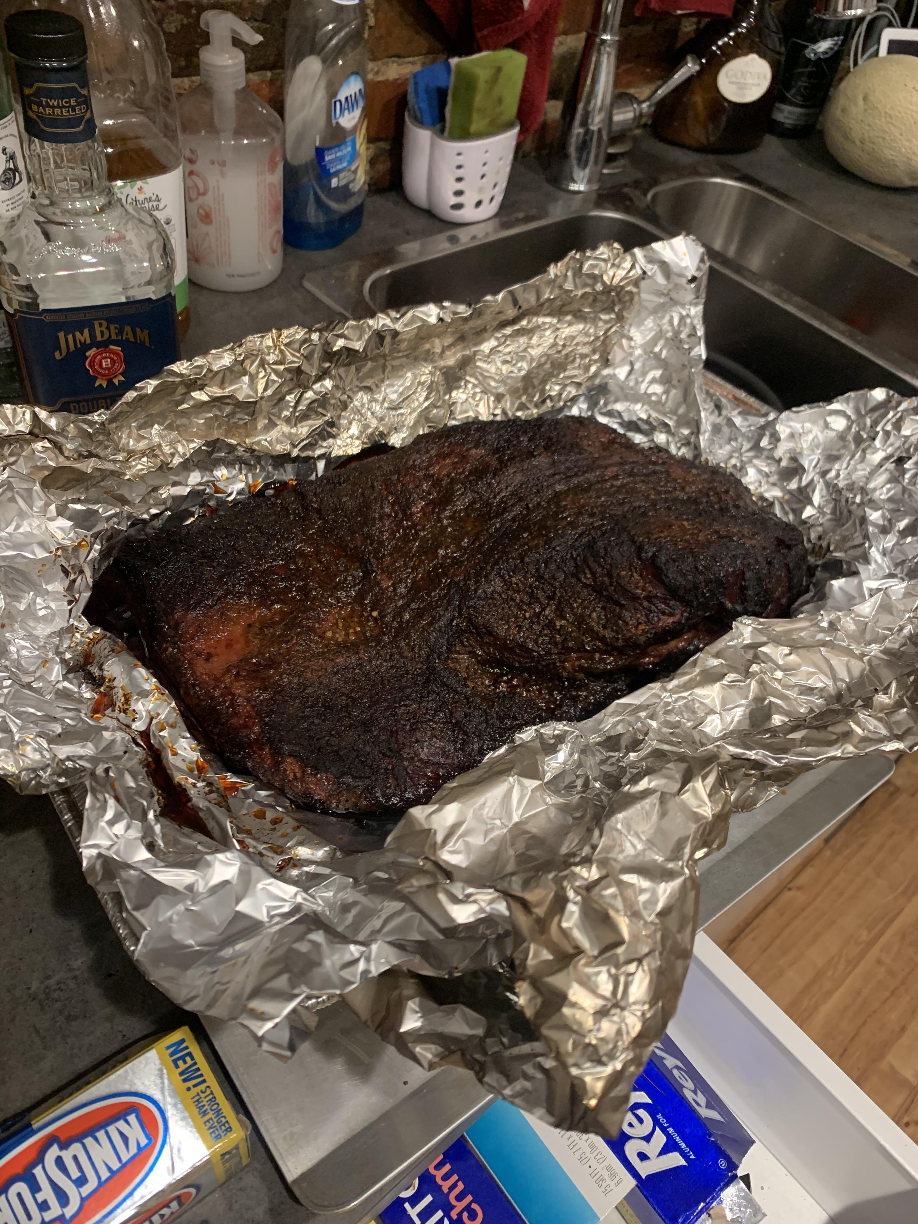 First ever brisket. Offset smoker between 250 and 275. r/smoking
