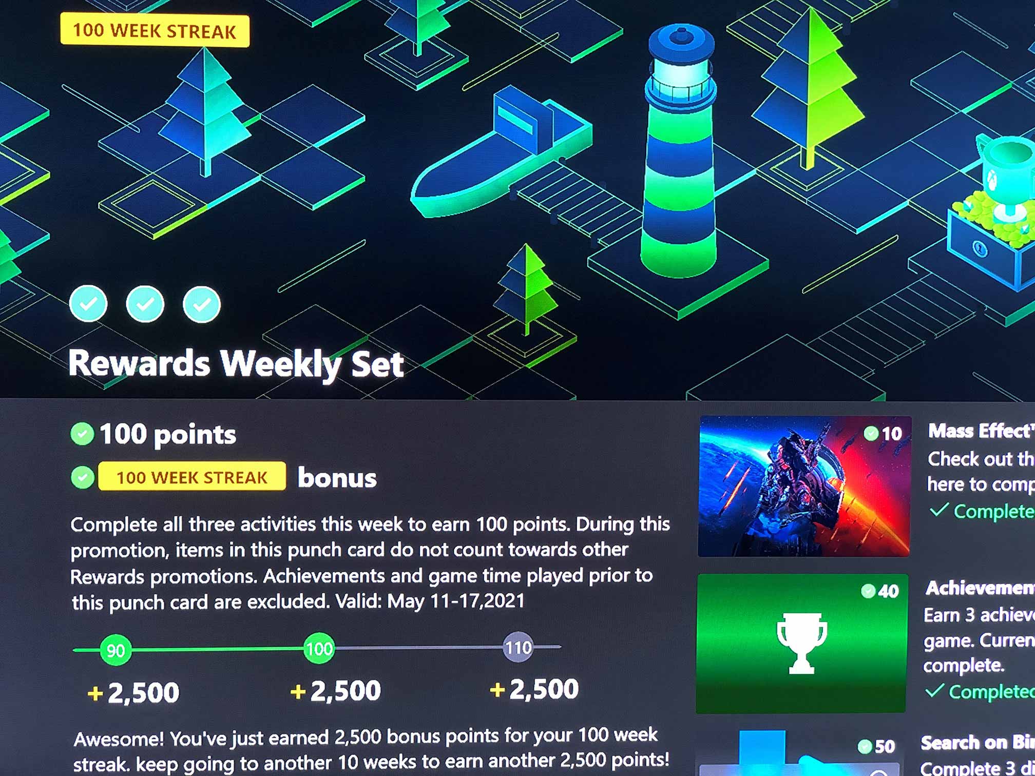 100 week streak finally achieved! MicrosoftRewards