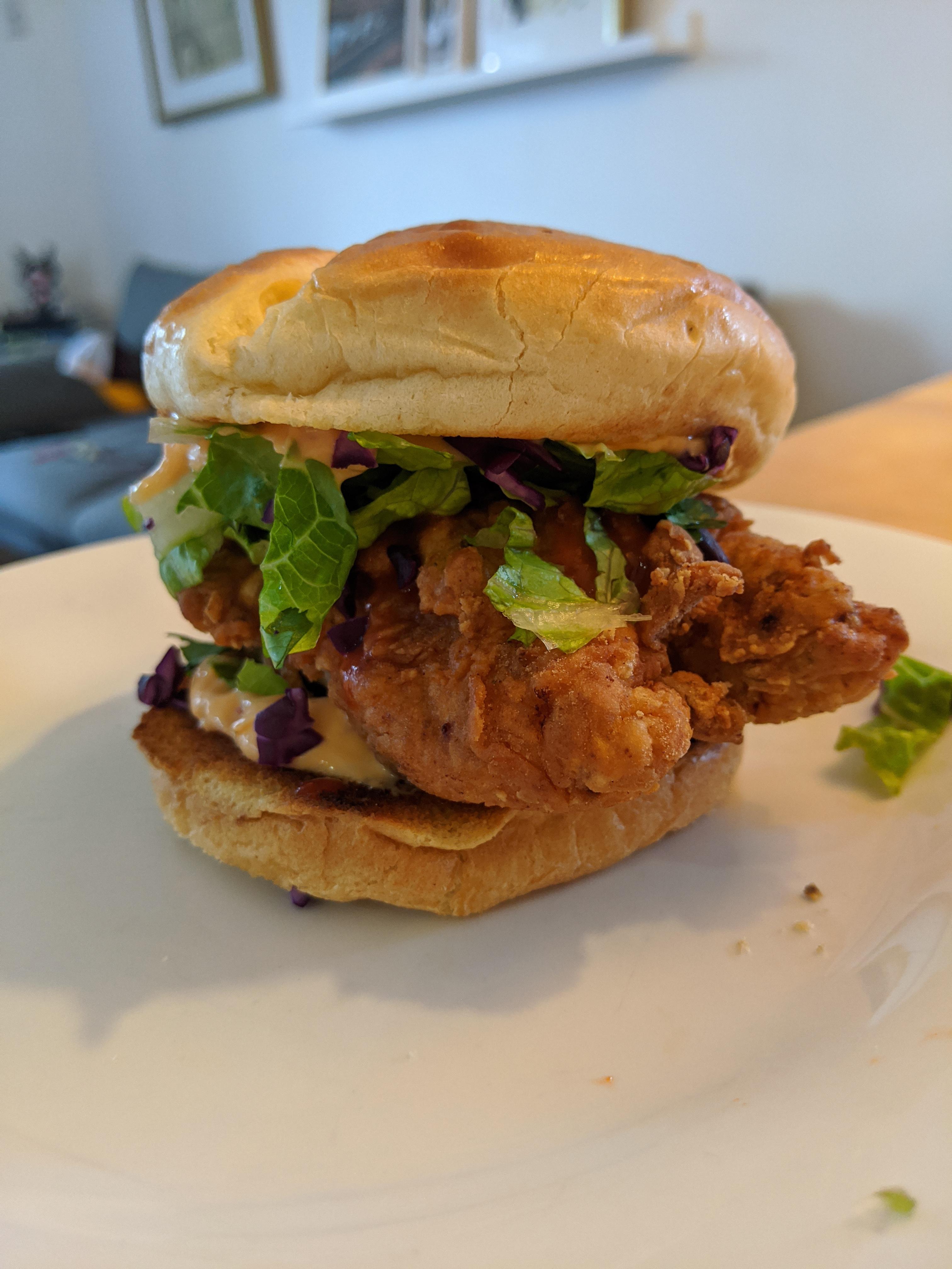[Homemade] Spicy Buttermilk Fried Chicken Sandwich r/food