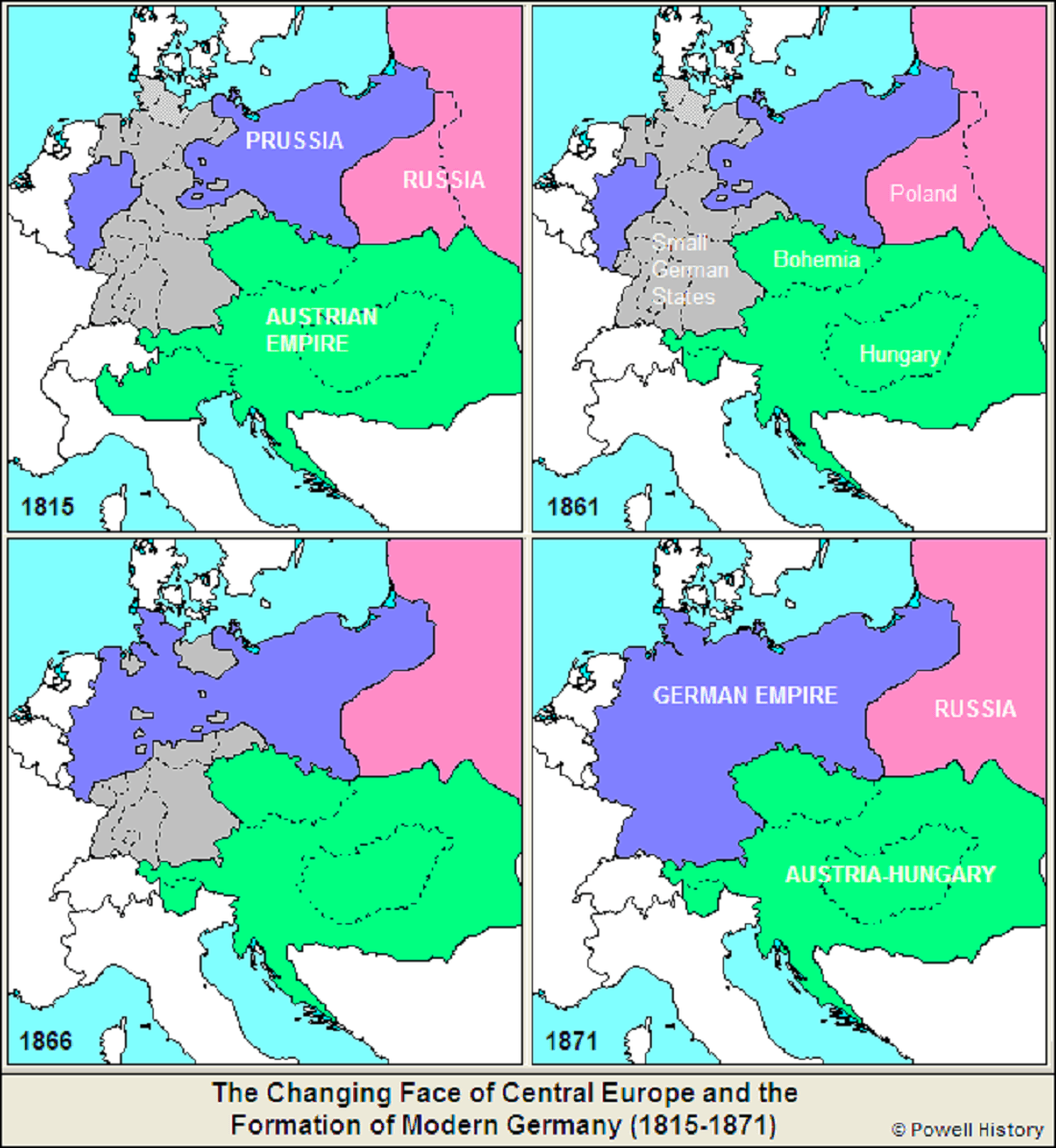Changing face of Central Europe from 1815 until German unification