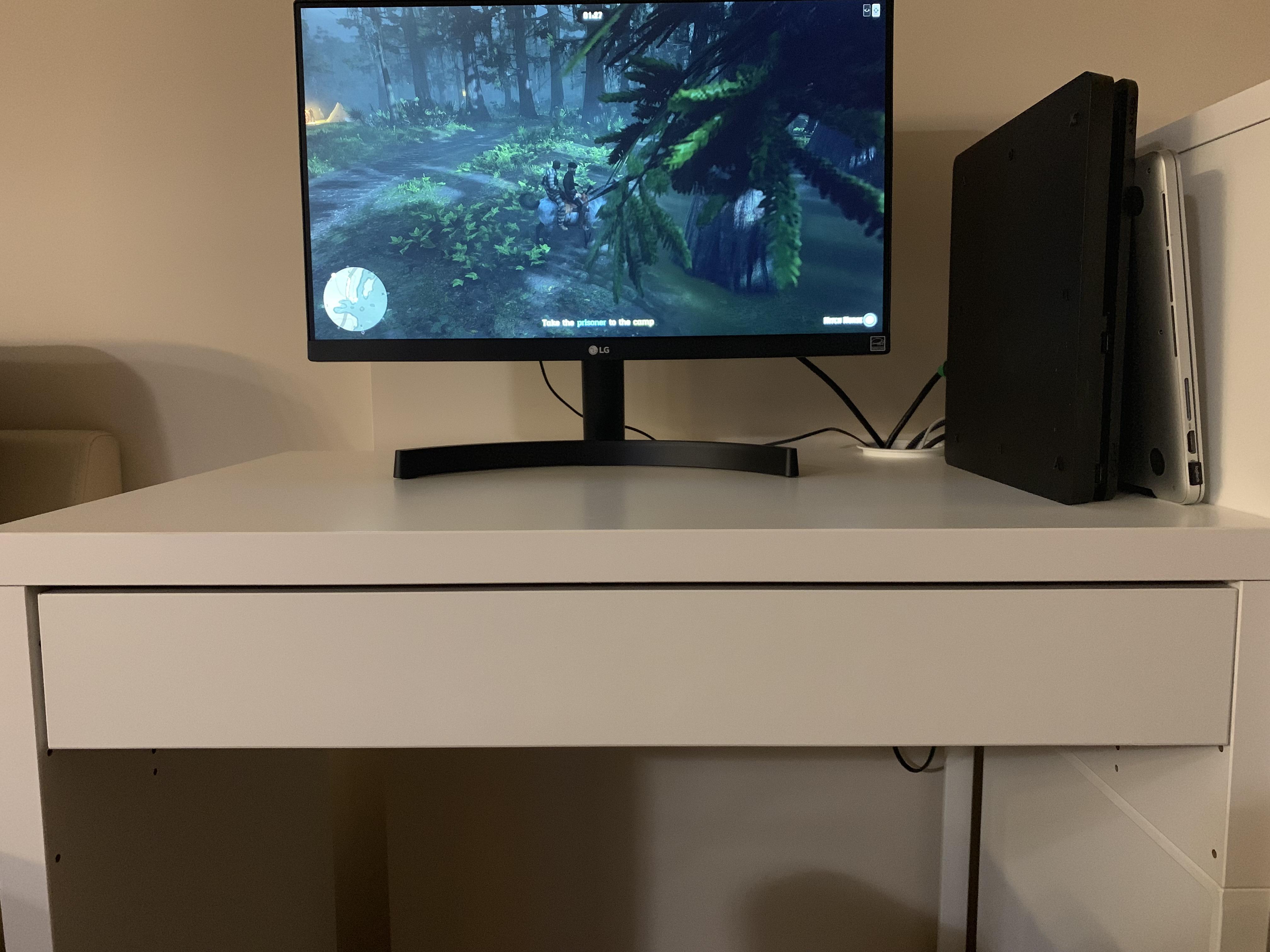 Micke desk drawer is off center and the bolts holding the right rail to