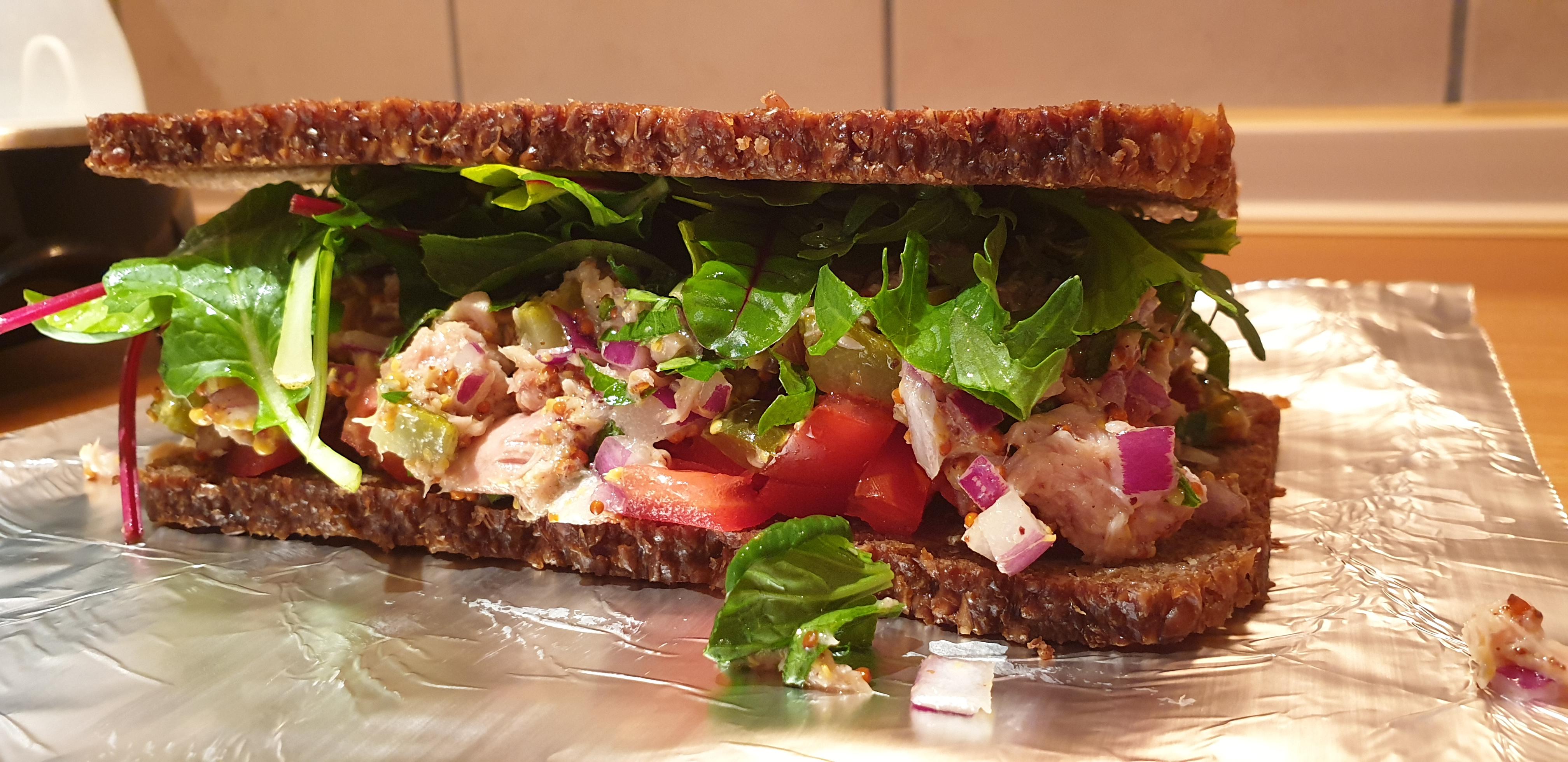 Full rye breah tuna mustard sandwich r/Sandwiches