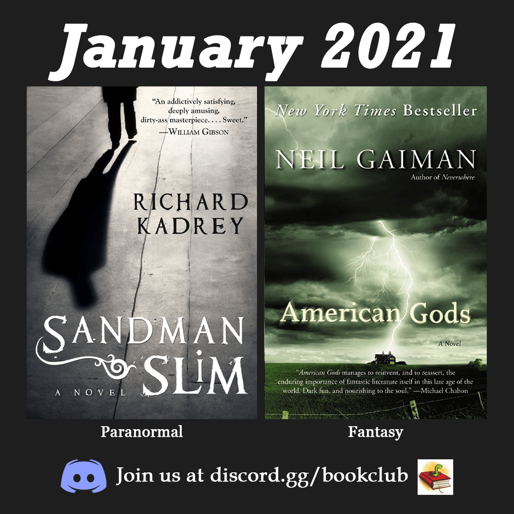 January 2021 book club selections "Sandman Slim" by Richard Kadrey