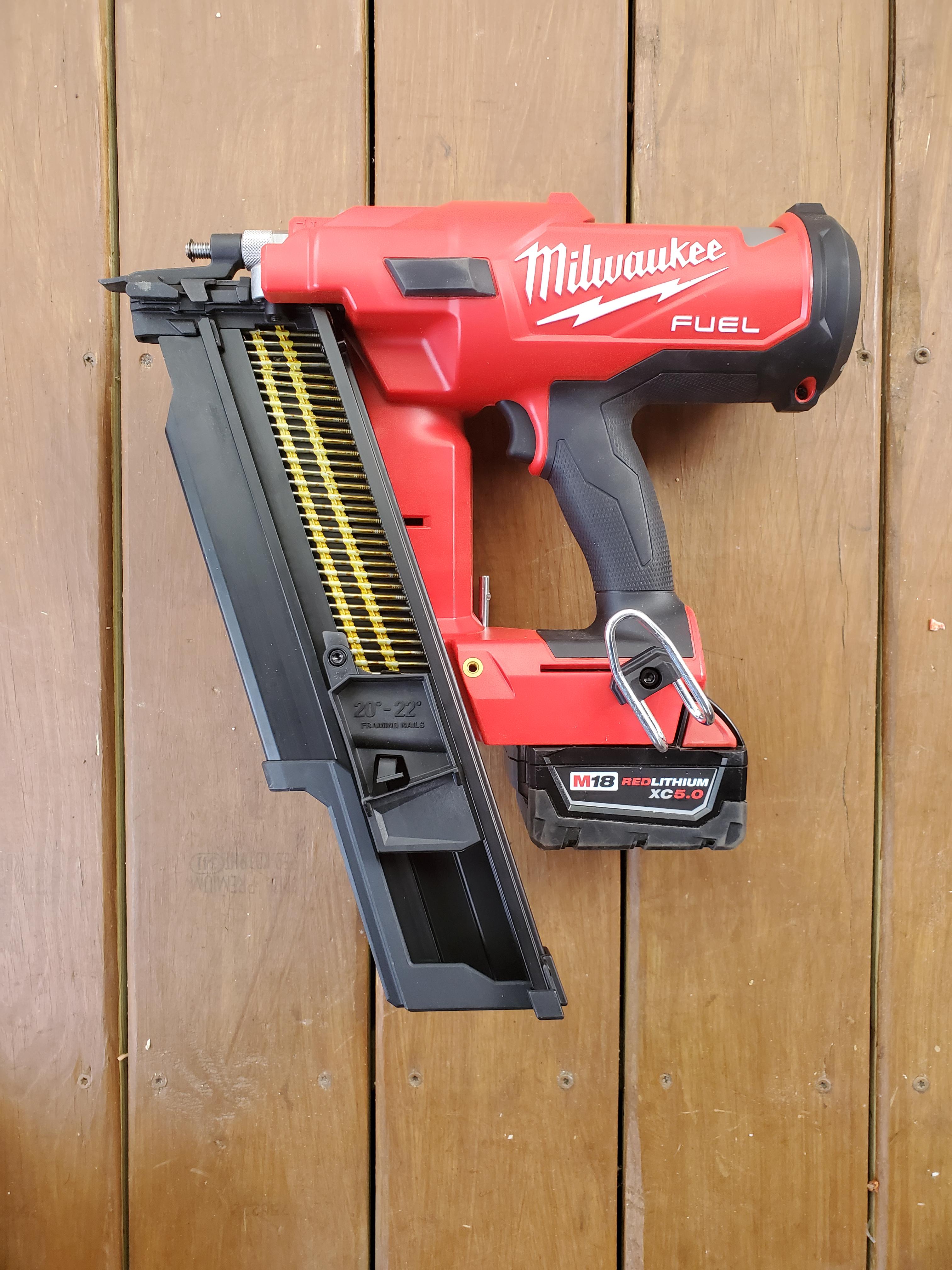 NTD Milwaukee m18 21 degree framing nailer. No more dragging around a