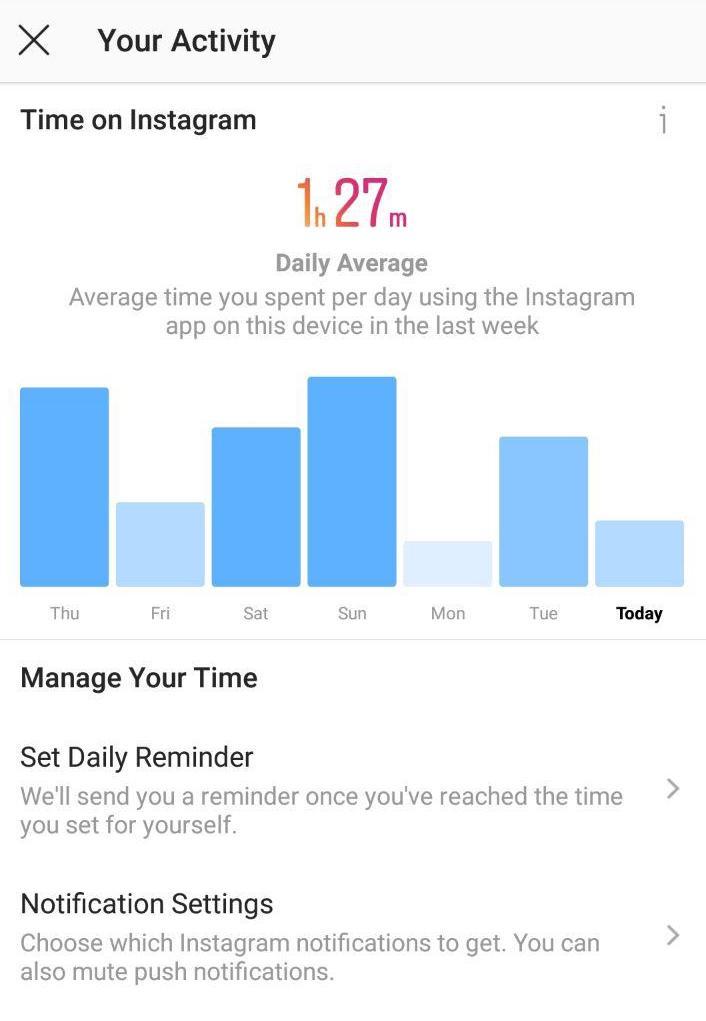 Just noticed that Instagram shows the daily average time you spend on