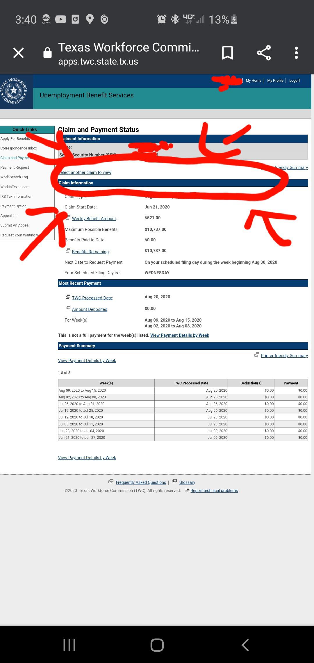 [Texas] twc is reviewing your claim to determine if we can pay you