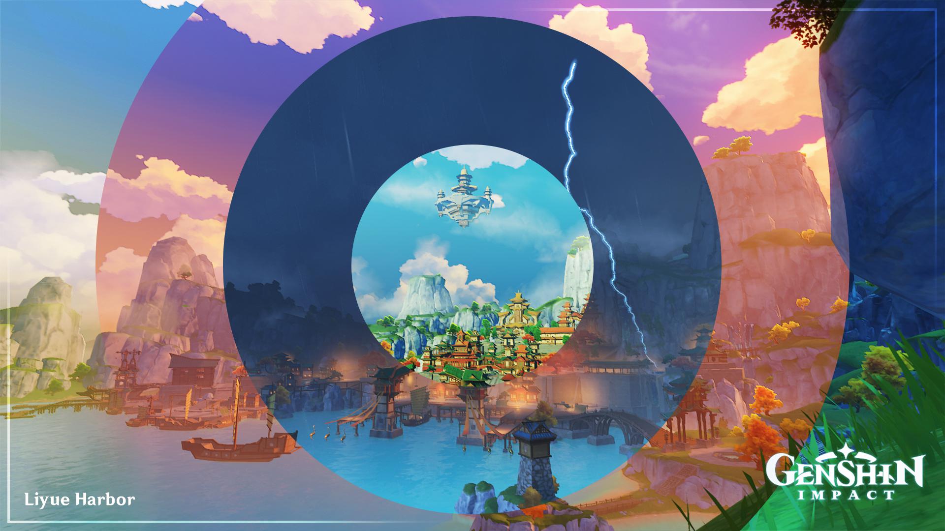 Made a wallpaper of my favourite spot at Liyue Harbor r/Genshin_Impact