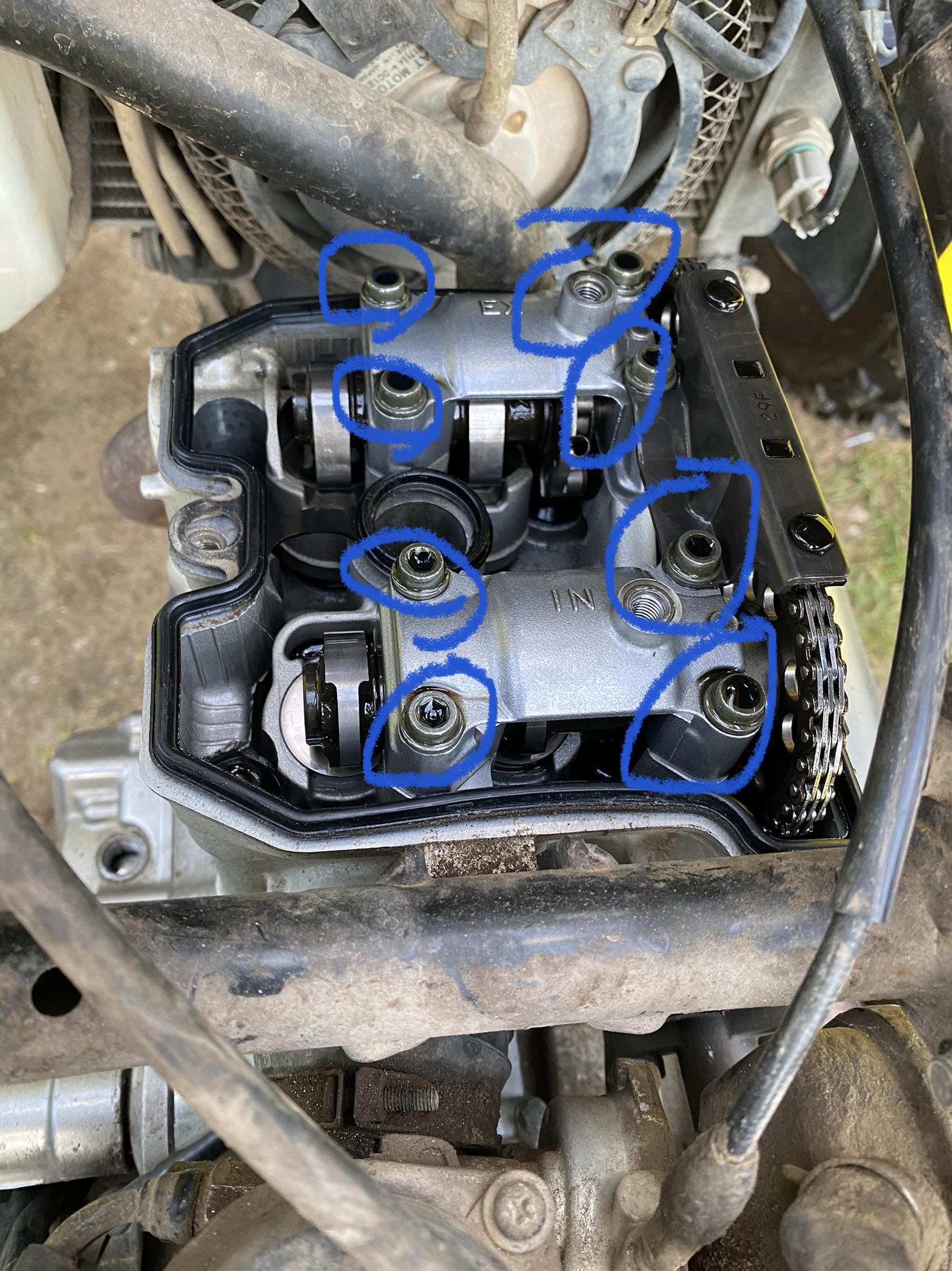 Help! Im doing valves on my ltz 400 and i cant find any info on the