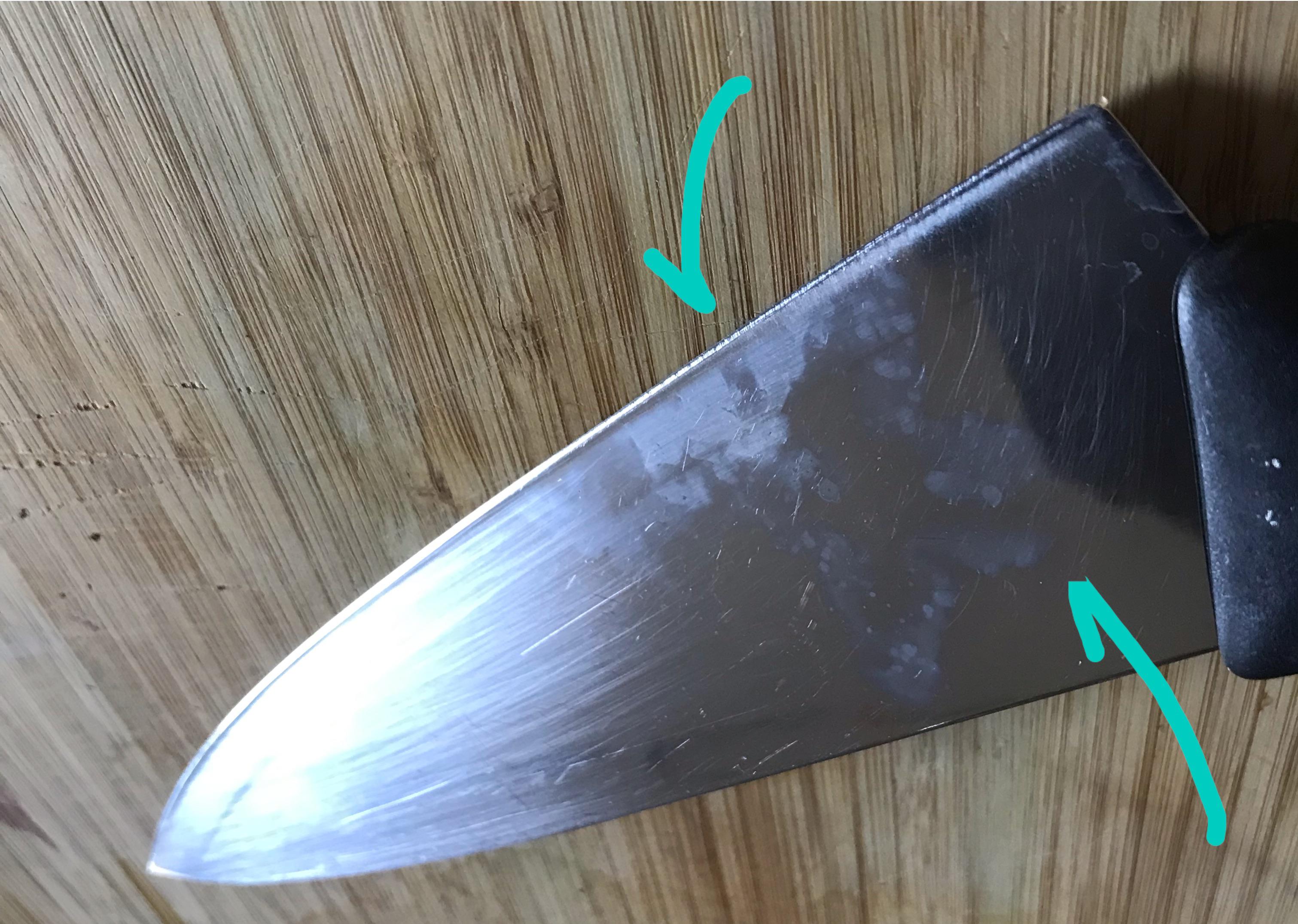 What is this cloudiness on my Victorinox chef knife? Can it be repaired