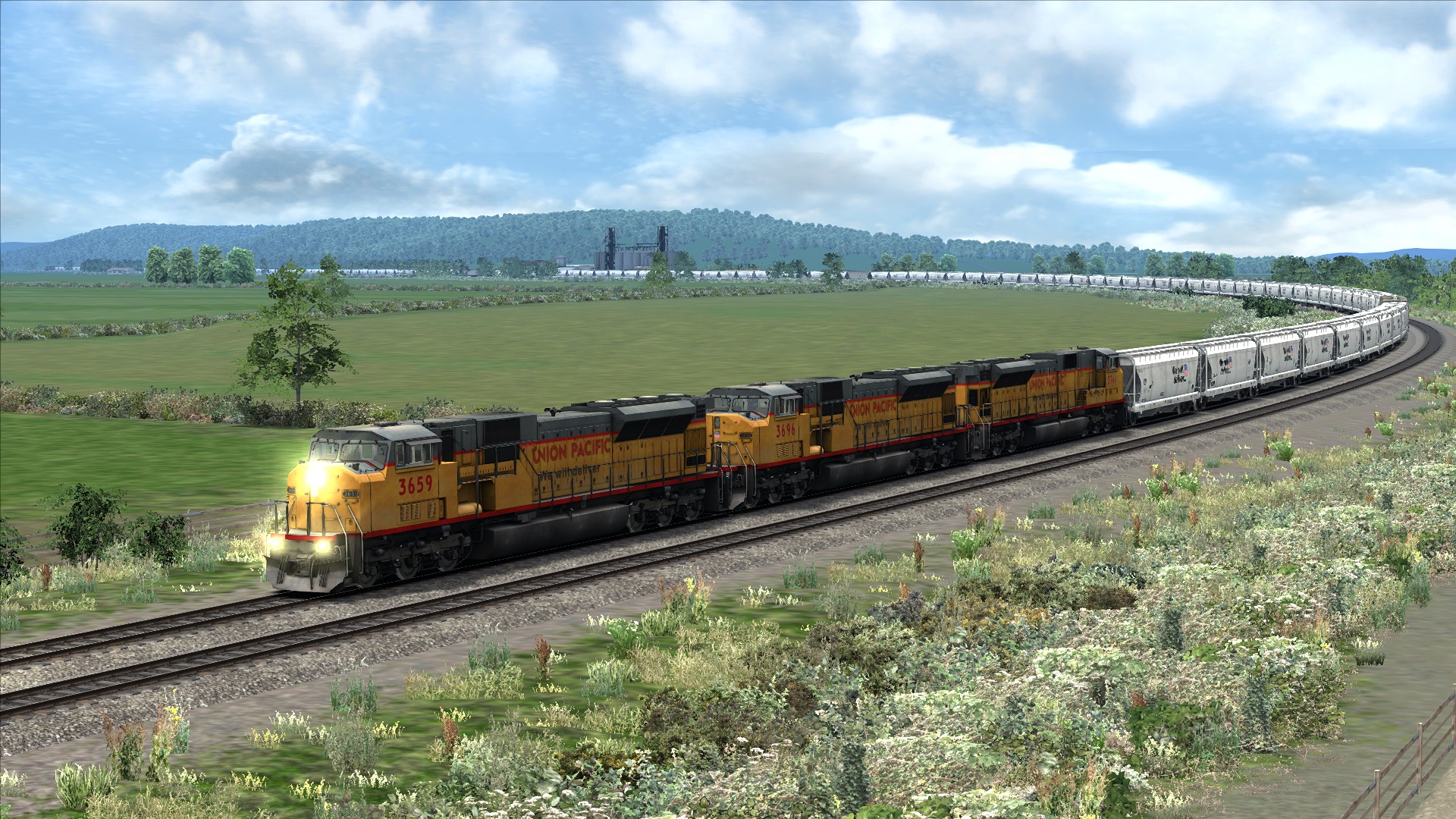 Eastbound grain train heading to Kansas city r/trainsim