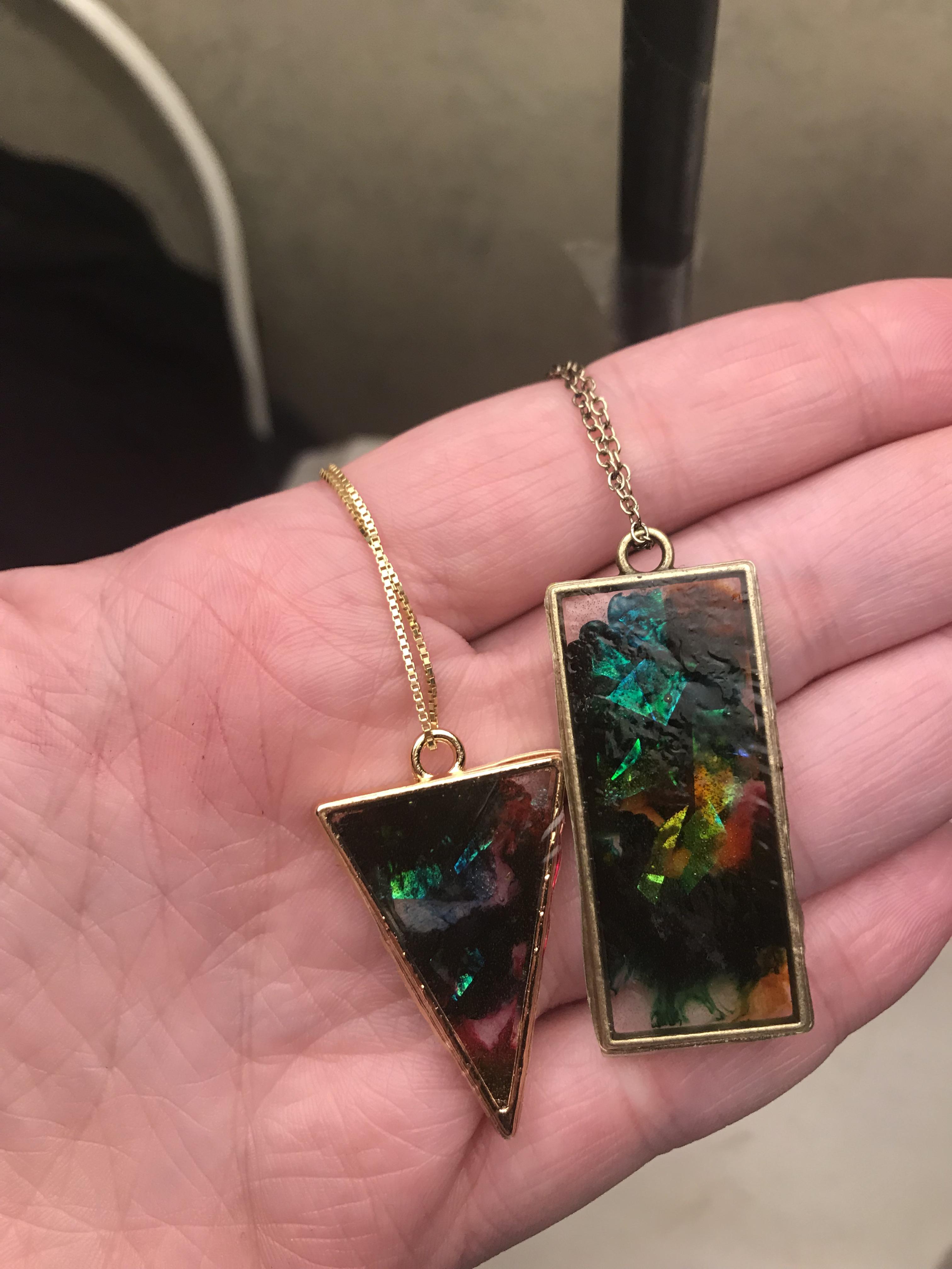 Started casting with resin this week. Here are some necklaces I made