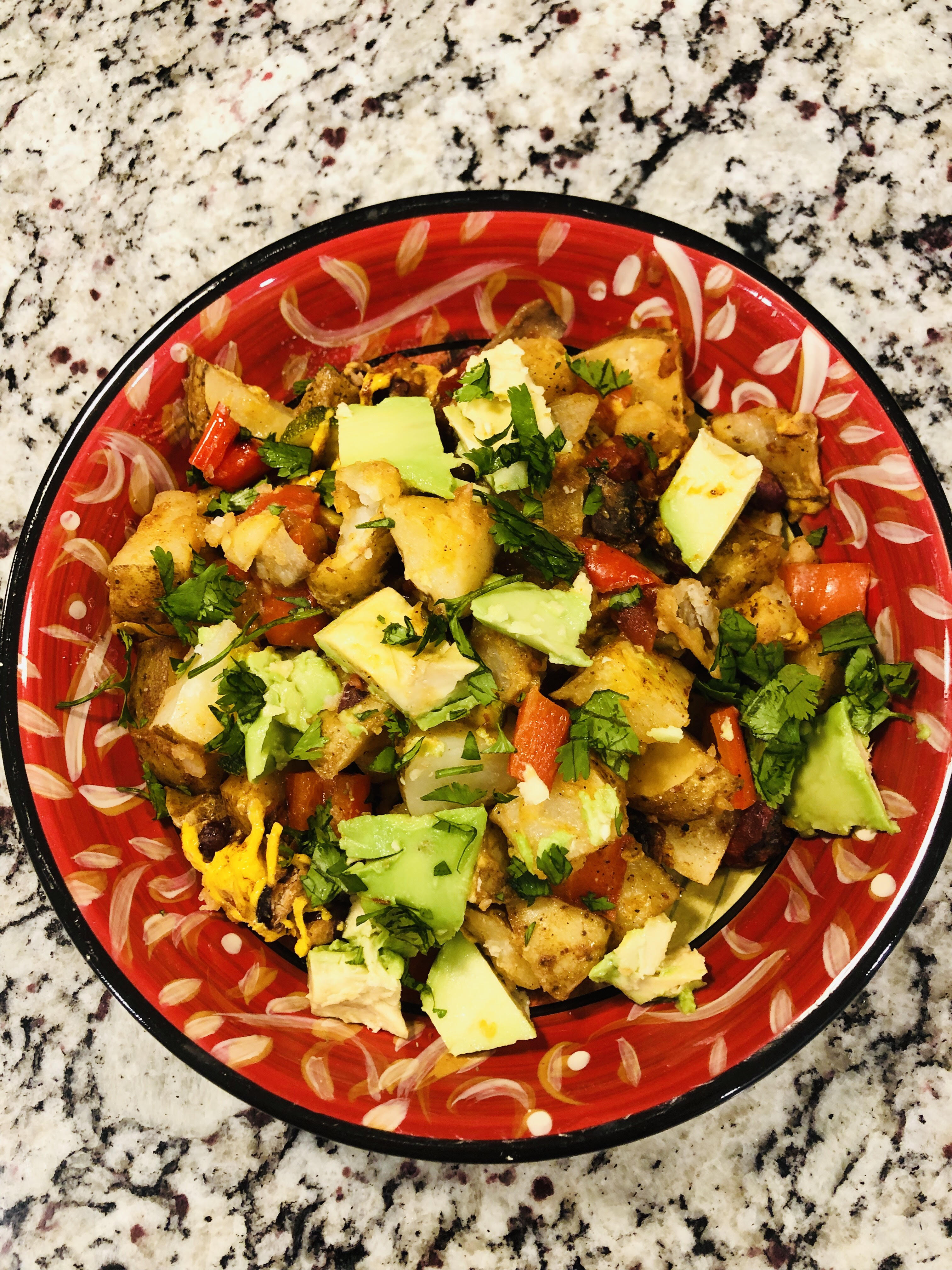 Mexican potato bake with kidney beans, mushrooms, zucchini, pepper