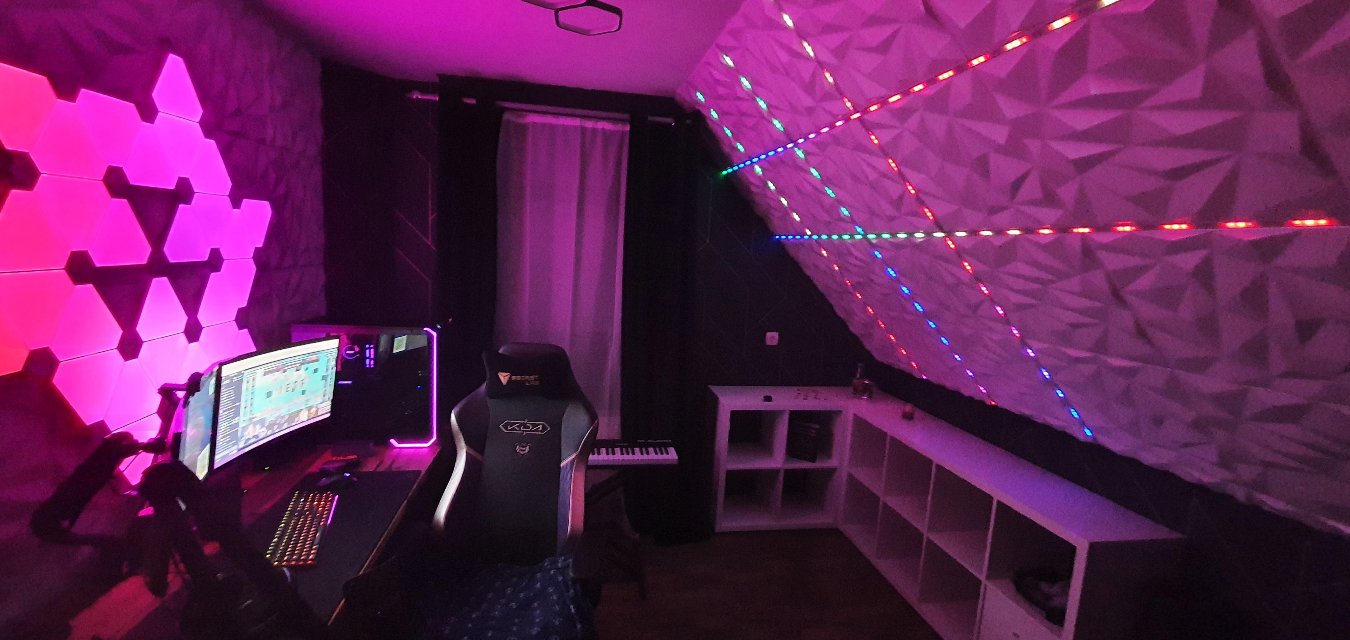 Redesigned the gaming room with Nanoleaf. Had to design own spacers to