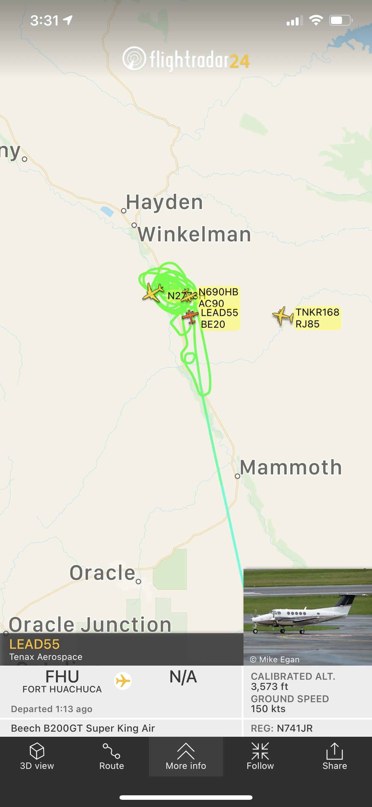 Wildfire in Winkelman, AZ. Check out all the tanker activity. r/ADSB