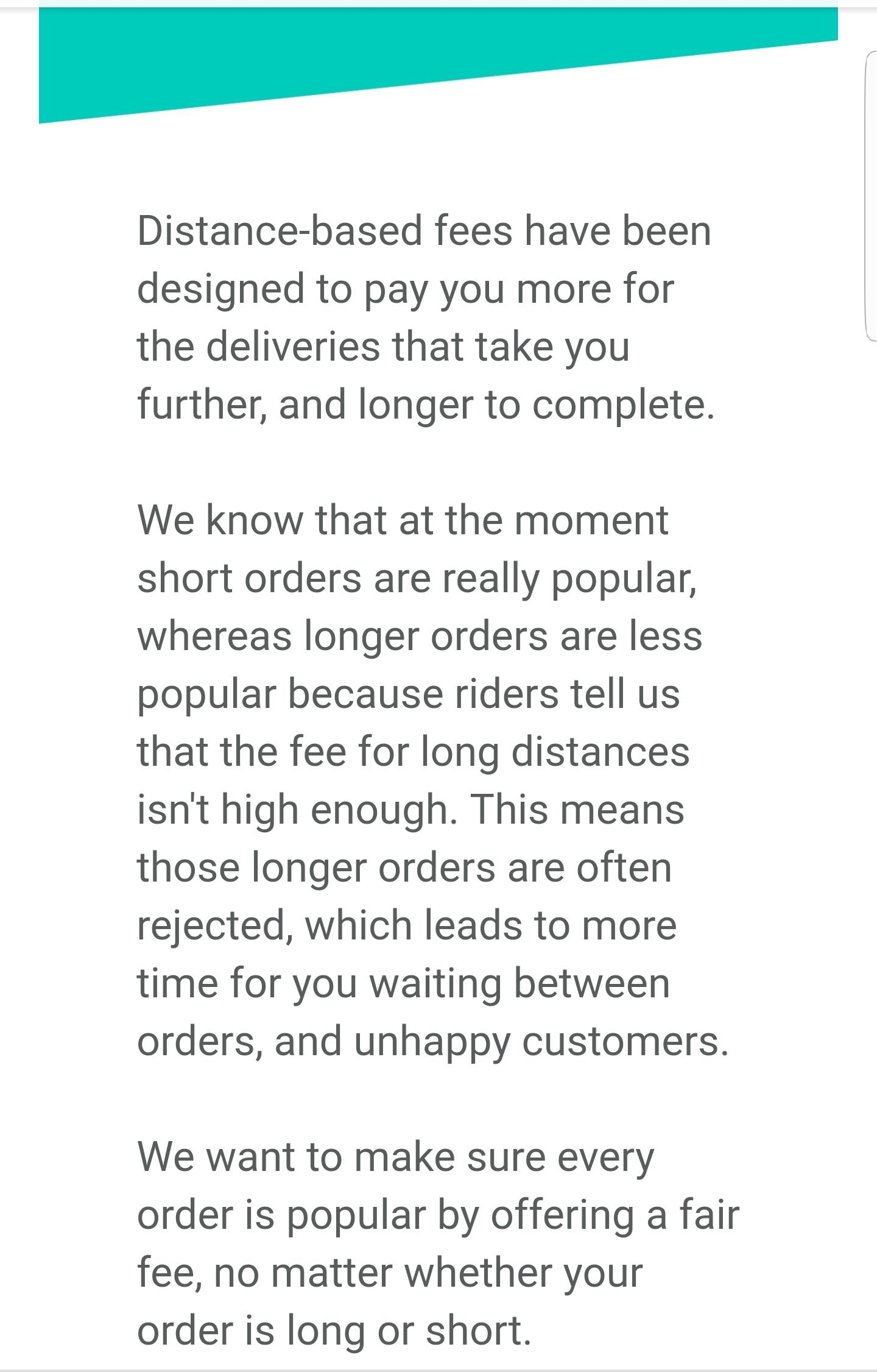 Distancebased fees are changing, longer distances higher fees, shorter