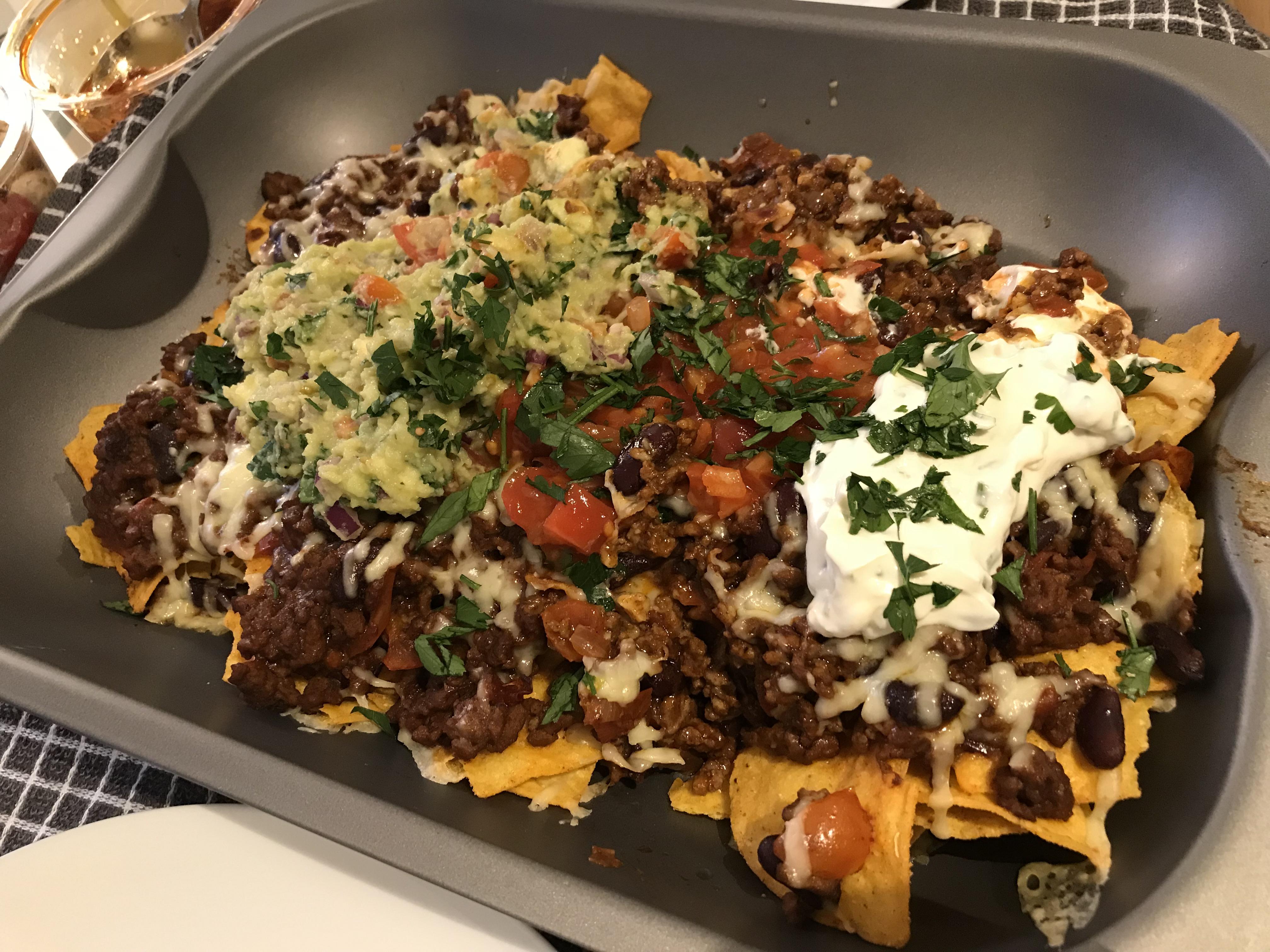[Homemade] Chilli Beef Nachos r/food