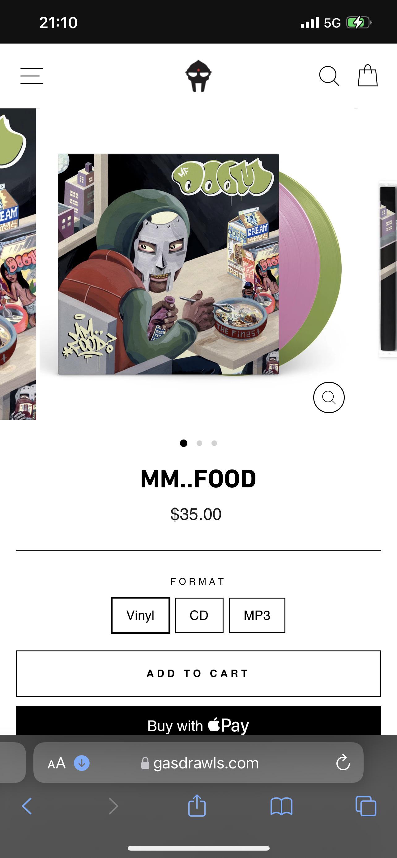 MM.. FOOD Vinyl in stock rn, I just checked by chance. r/mfdoom