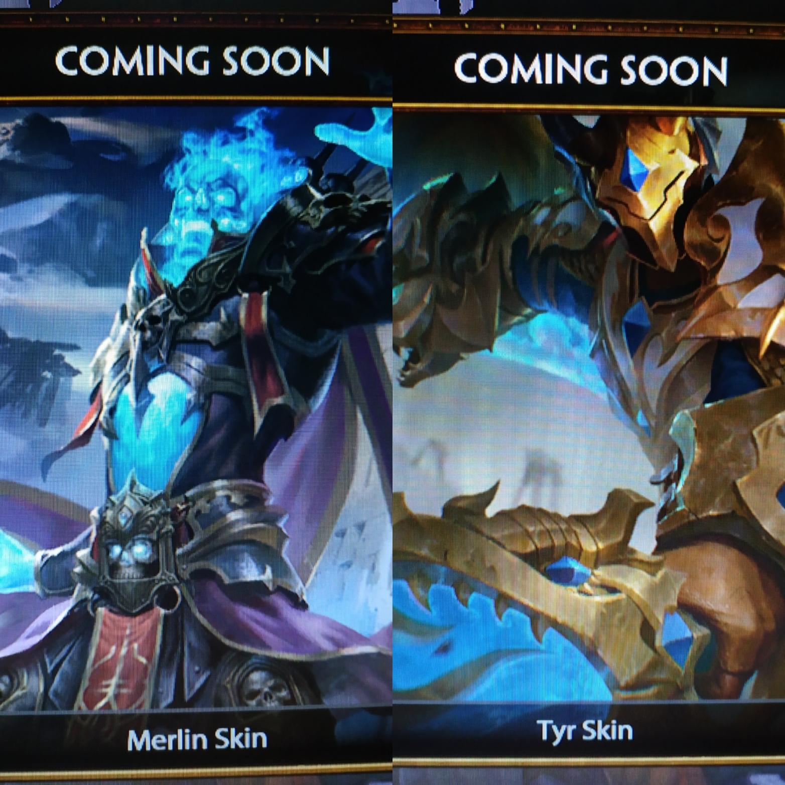 Merlin and Tyr skins card arts. r/Smite