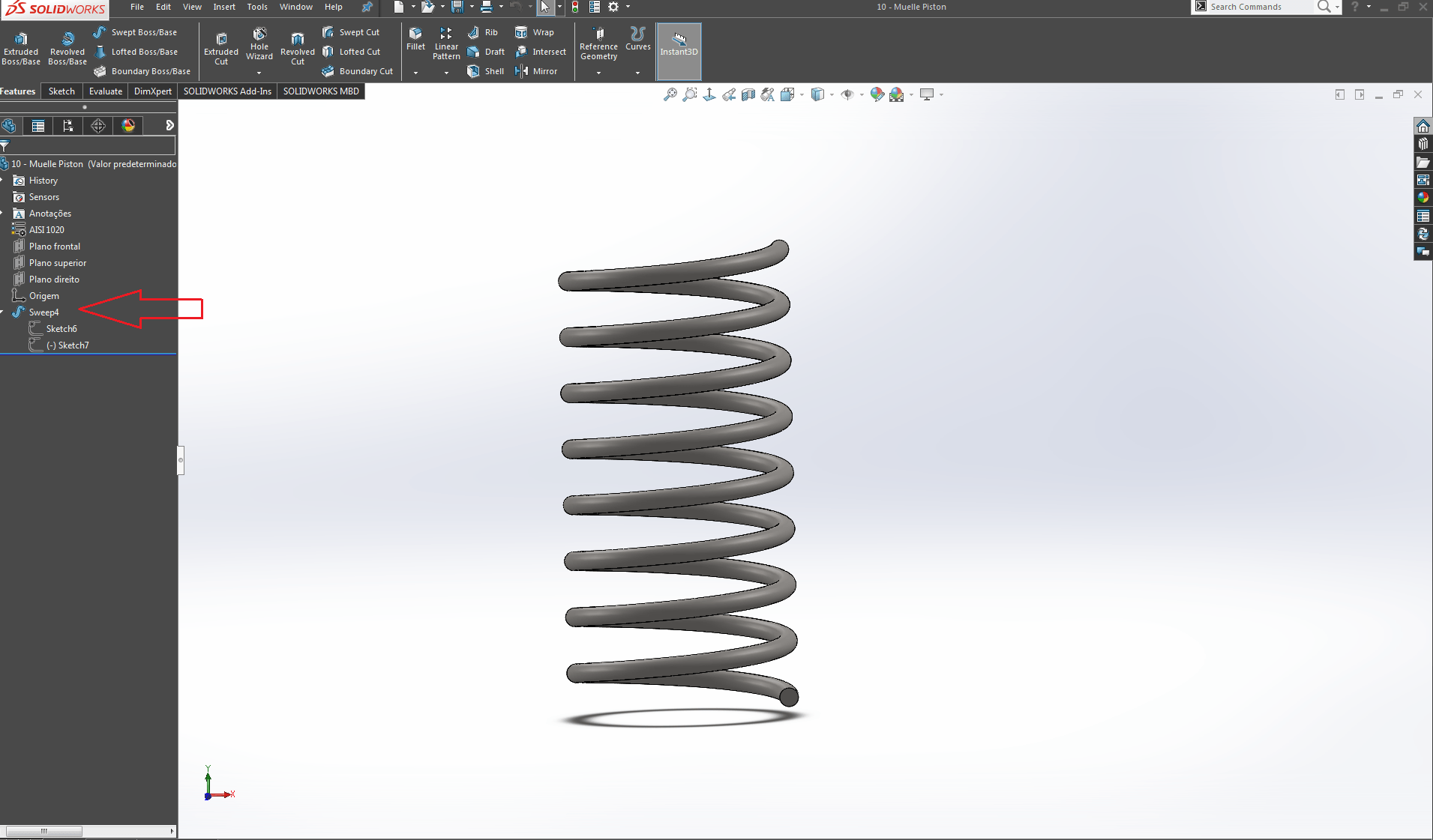 how to model spring (with swept boss/base) ? r/SolidWorks