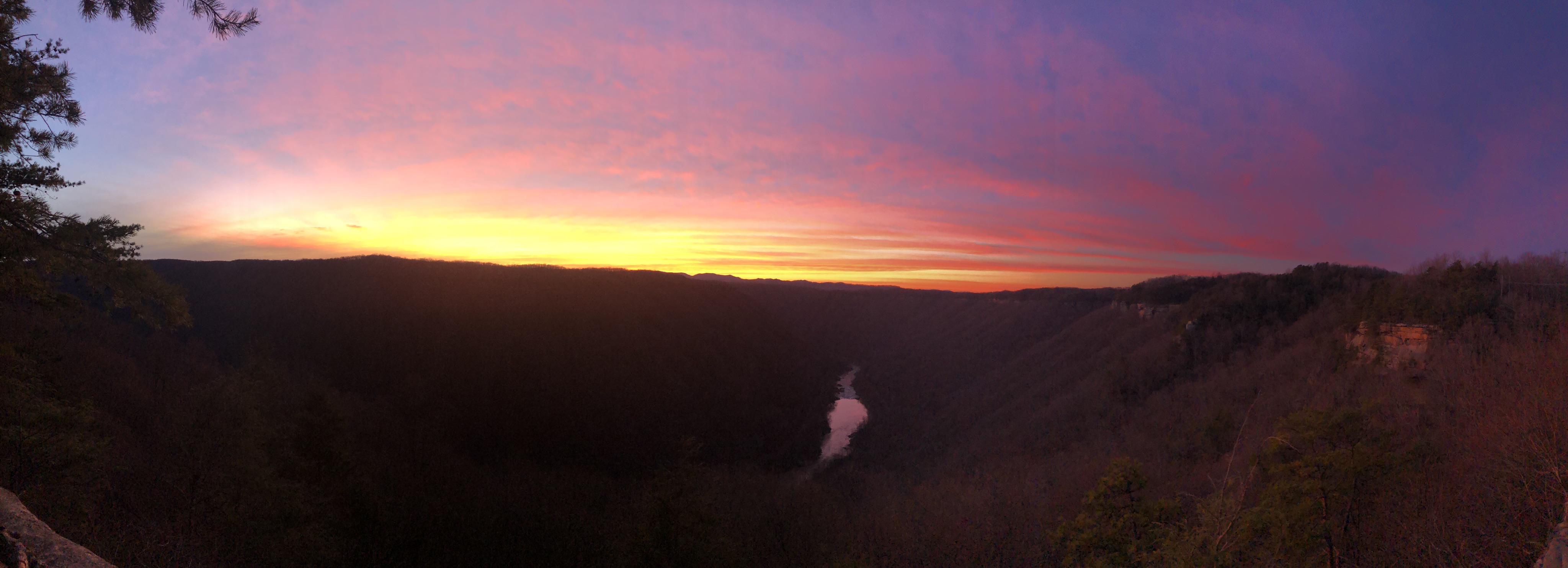 Panoramic in Fayetteville, WV sunset