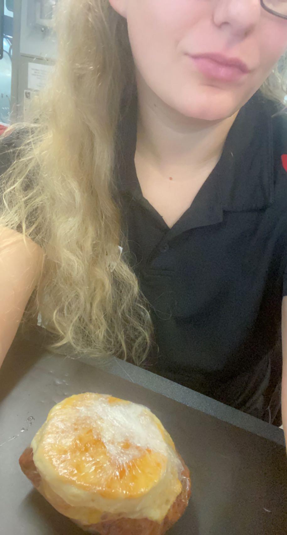 Gas station biscuit for breakfast this morning lol Breakfast