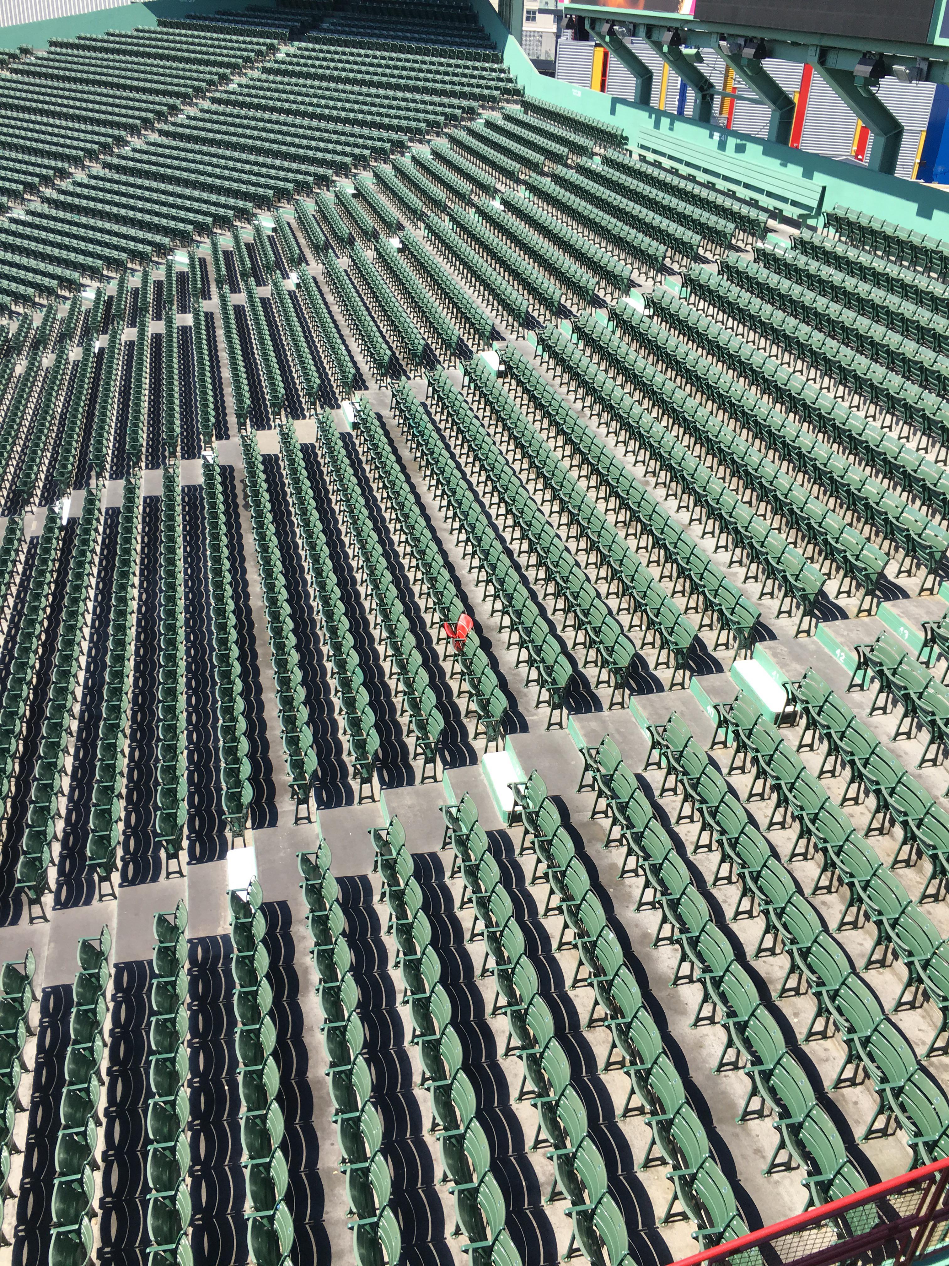 This is the lone red seat in Fenway park (Section 42, row 37, seat 21