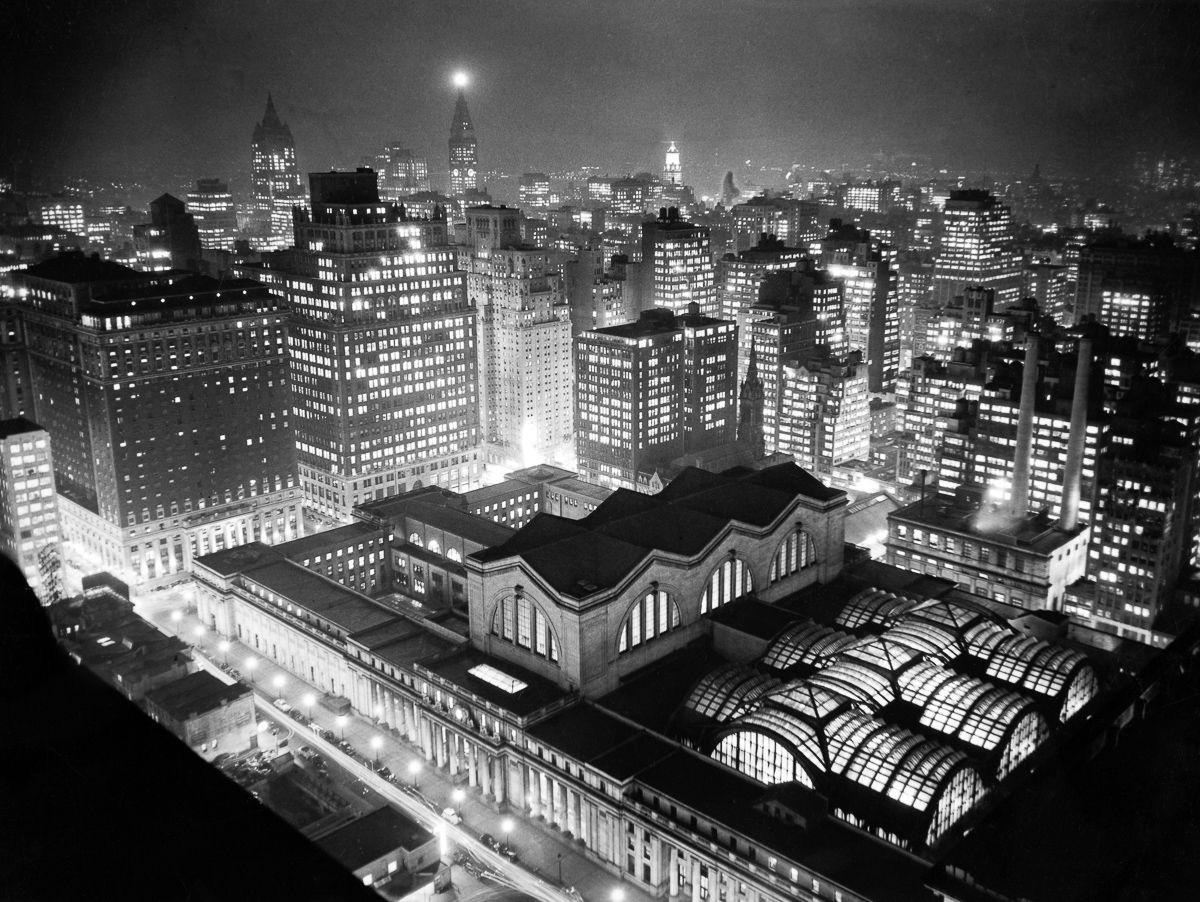 The old Penn Station at night in 1942. r/nyc