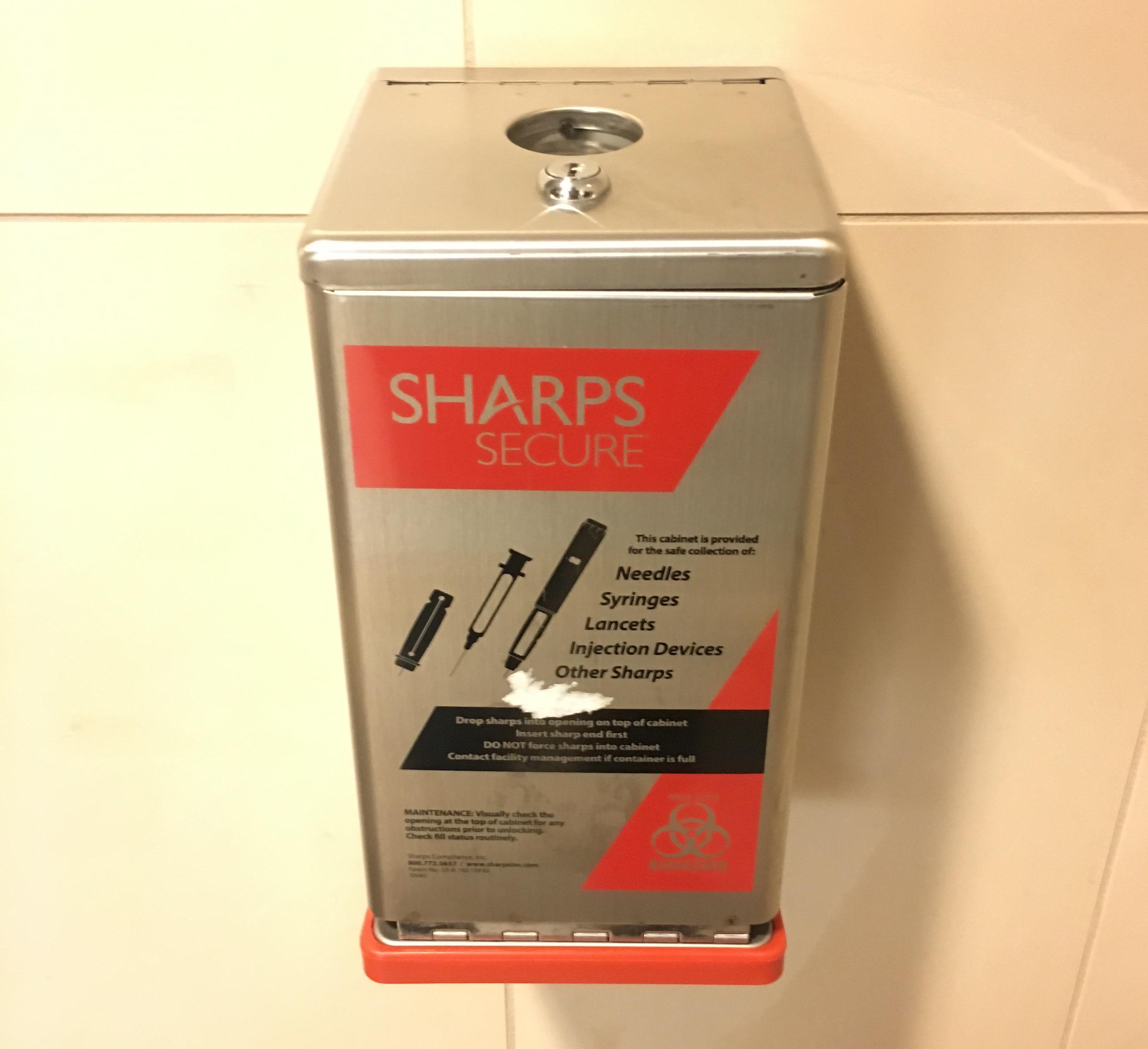 Found this needle disposal in a Reno mall restroom. r/mildlyinteresting