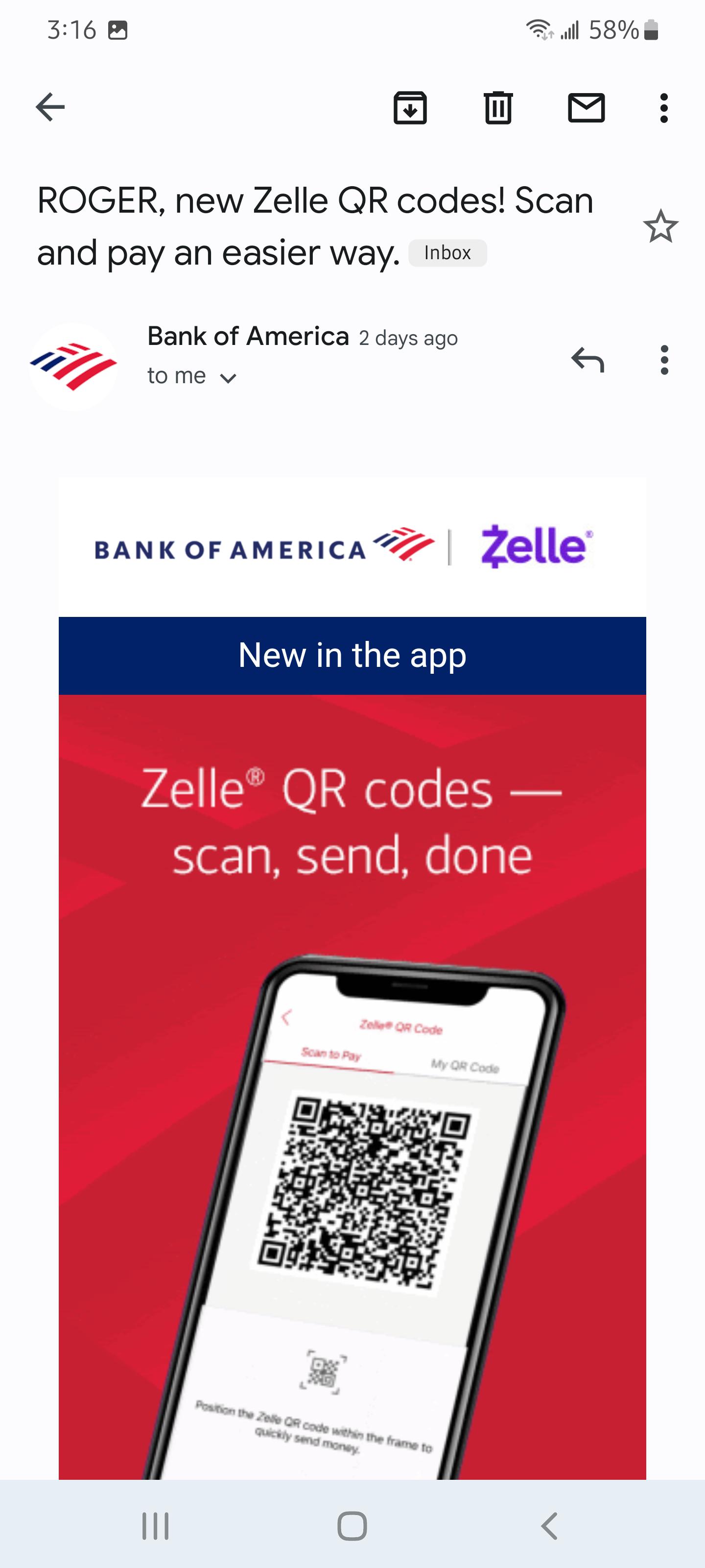 QR codes for Bank of America Zelle? r/Scams