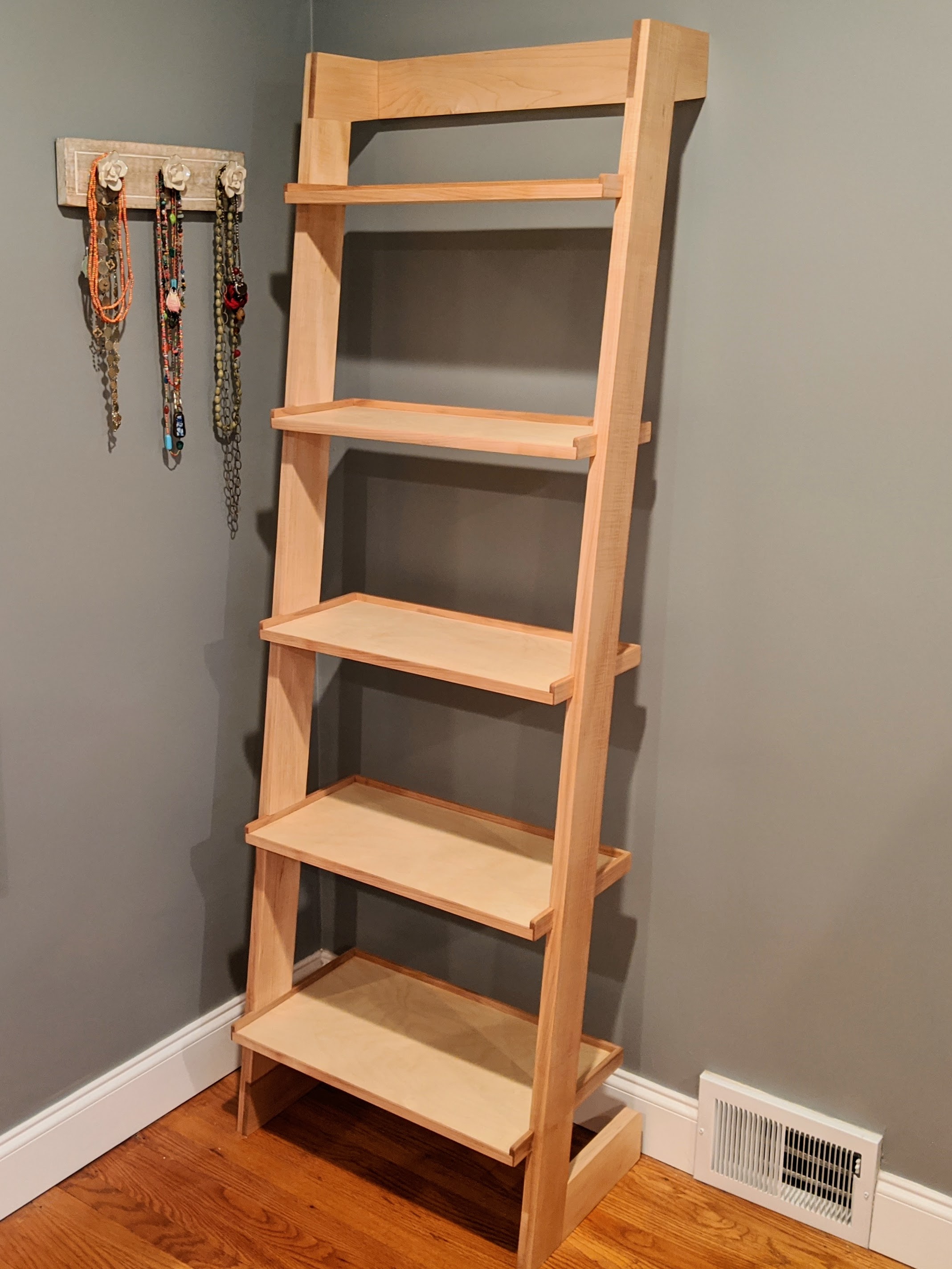 I made a ladder bookcase from soft maple and Baltic Birch plywood