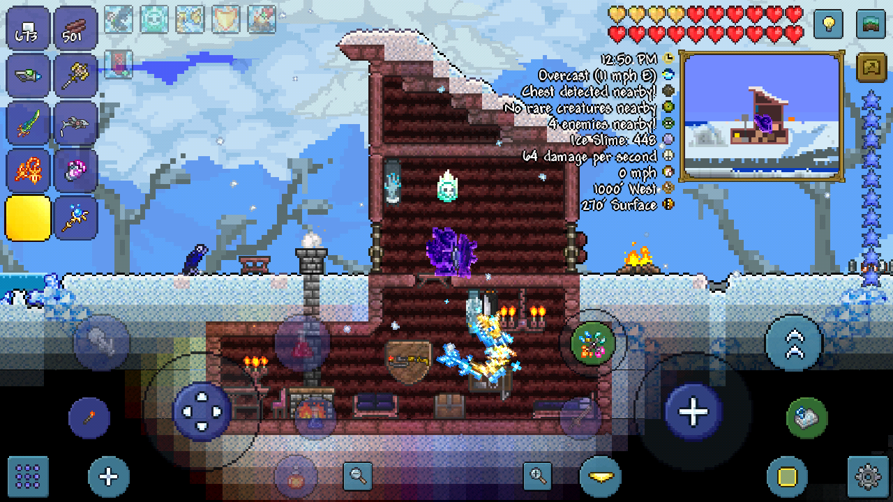 One of my first non practicality builds for Christmas and the santa npc r/Terraria
