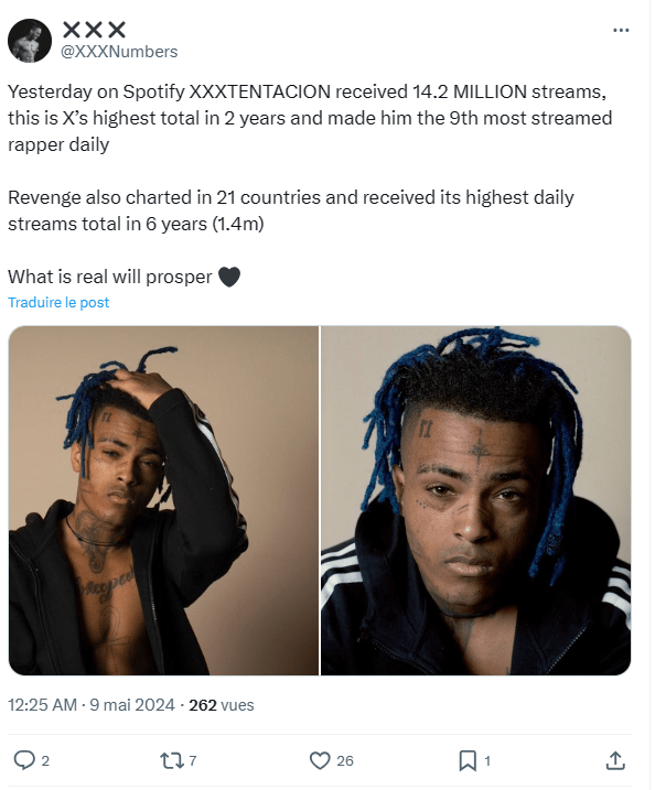 X streams are increasing a lot on spotify lately ! : XXXTENTACION