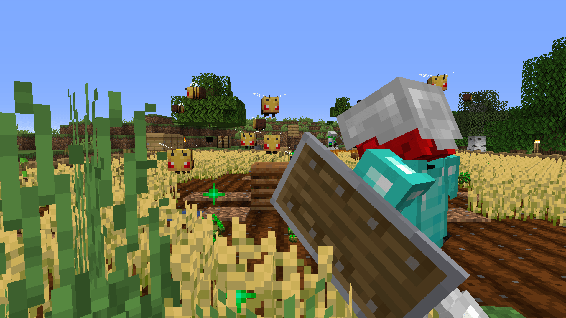 My friend accidentally HIT a bee on our crop farm when trying to harvest the wheat. Minecraft