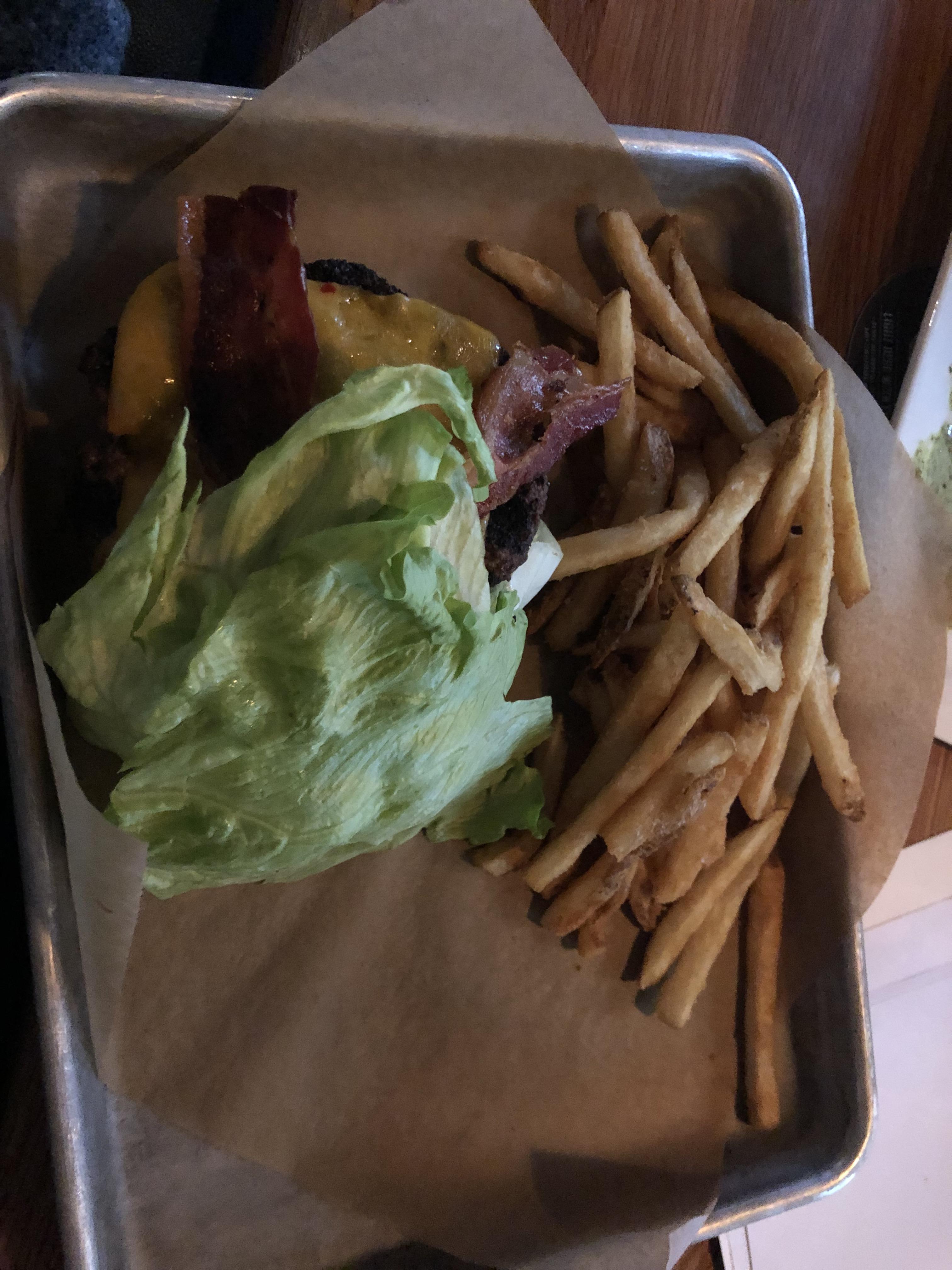 Bacon Cheeseburger (no bun) from BJ’s Brewhouse r/WeWantPlates
