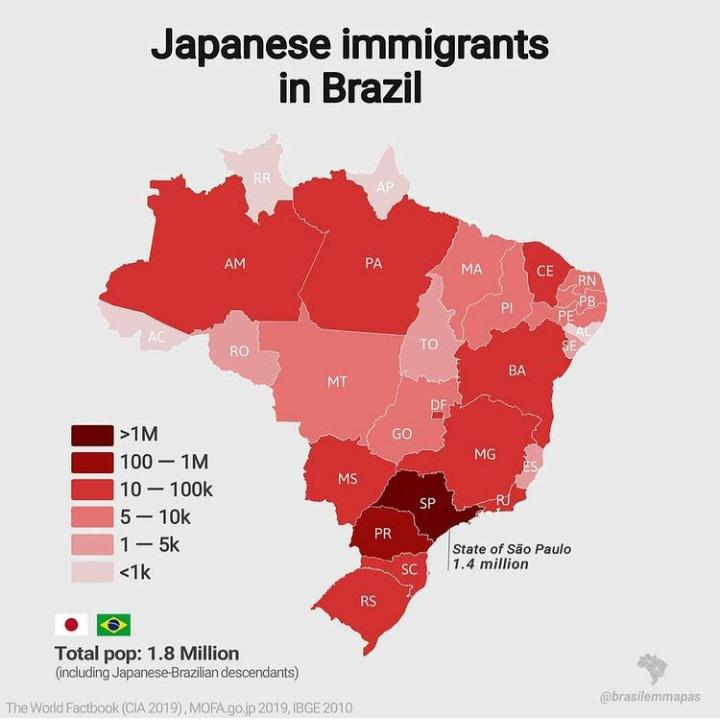 Japanese immigrants in Brazil r/MapPorn