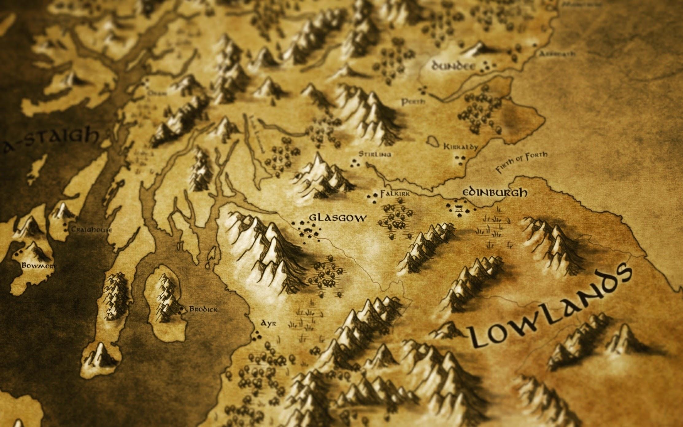 Scottish Central Belt in a Lord of the Rings style [OC] [2226 x 1390