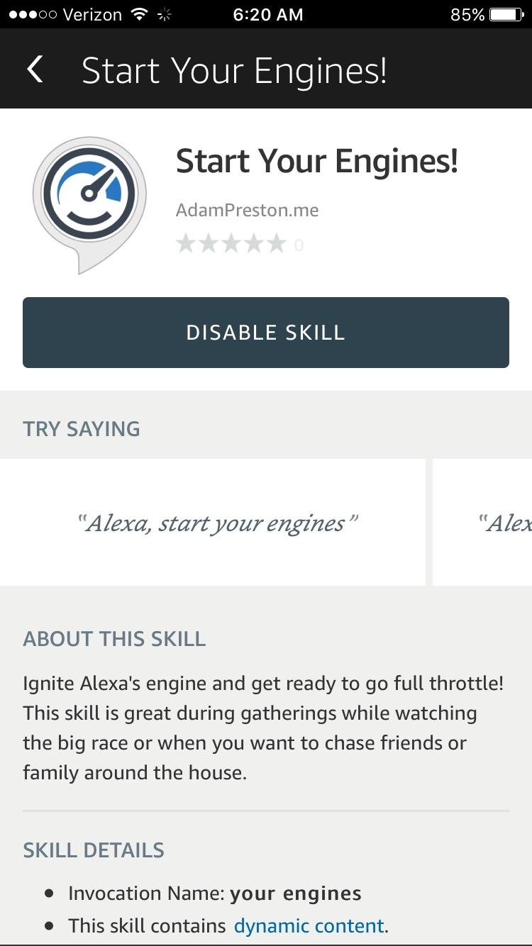 Alexa, start your engines! r/amazonecho