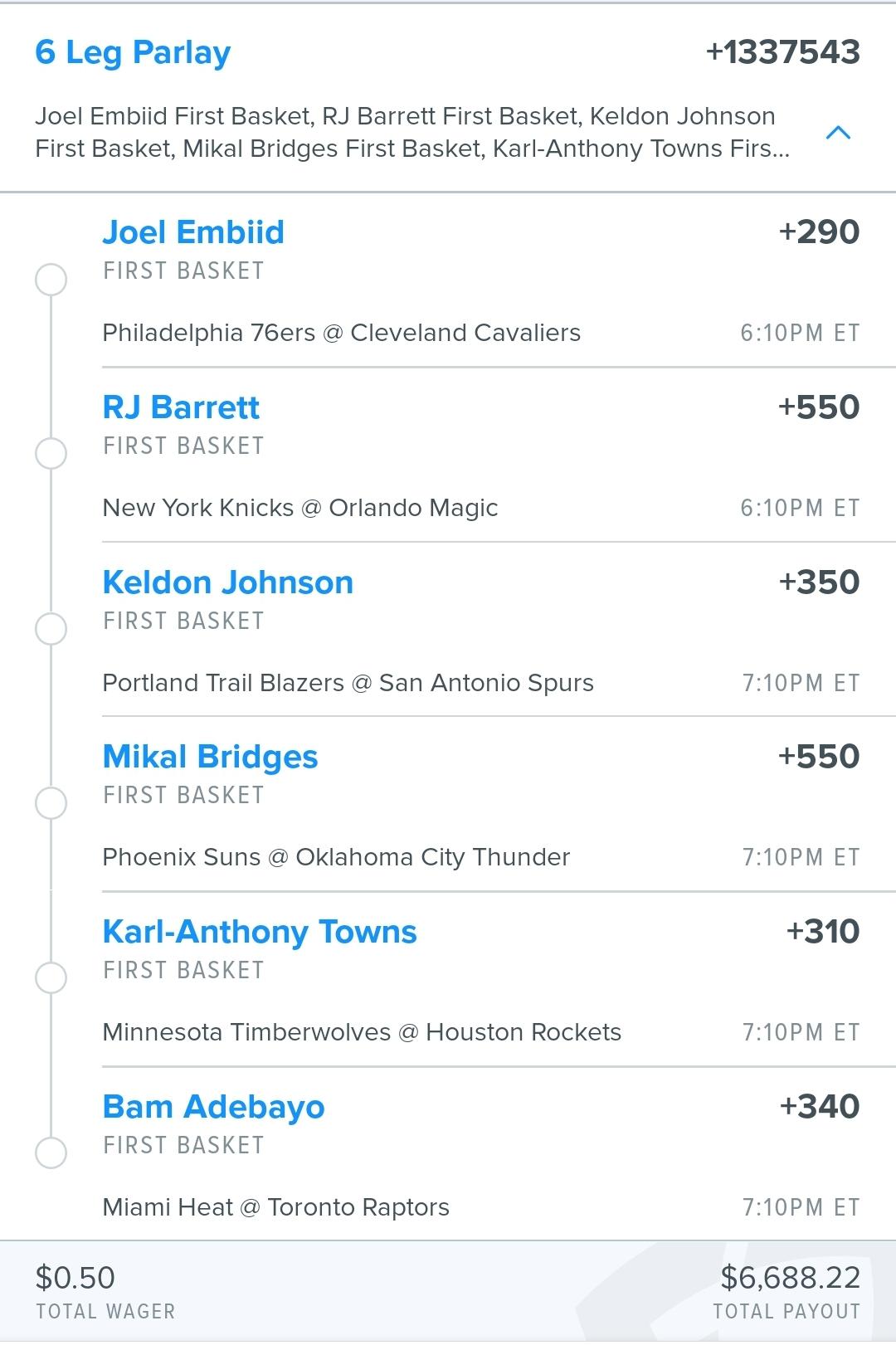 first basket longshot...🙏🙏🙏🤞🤞🤞 r/fanduel