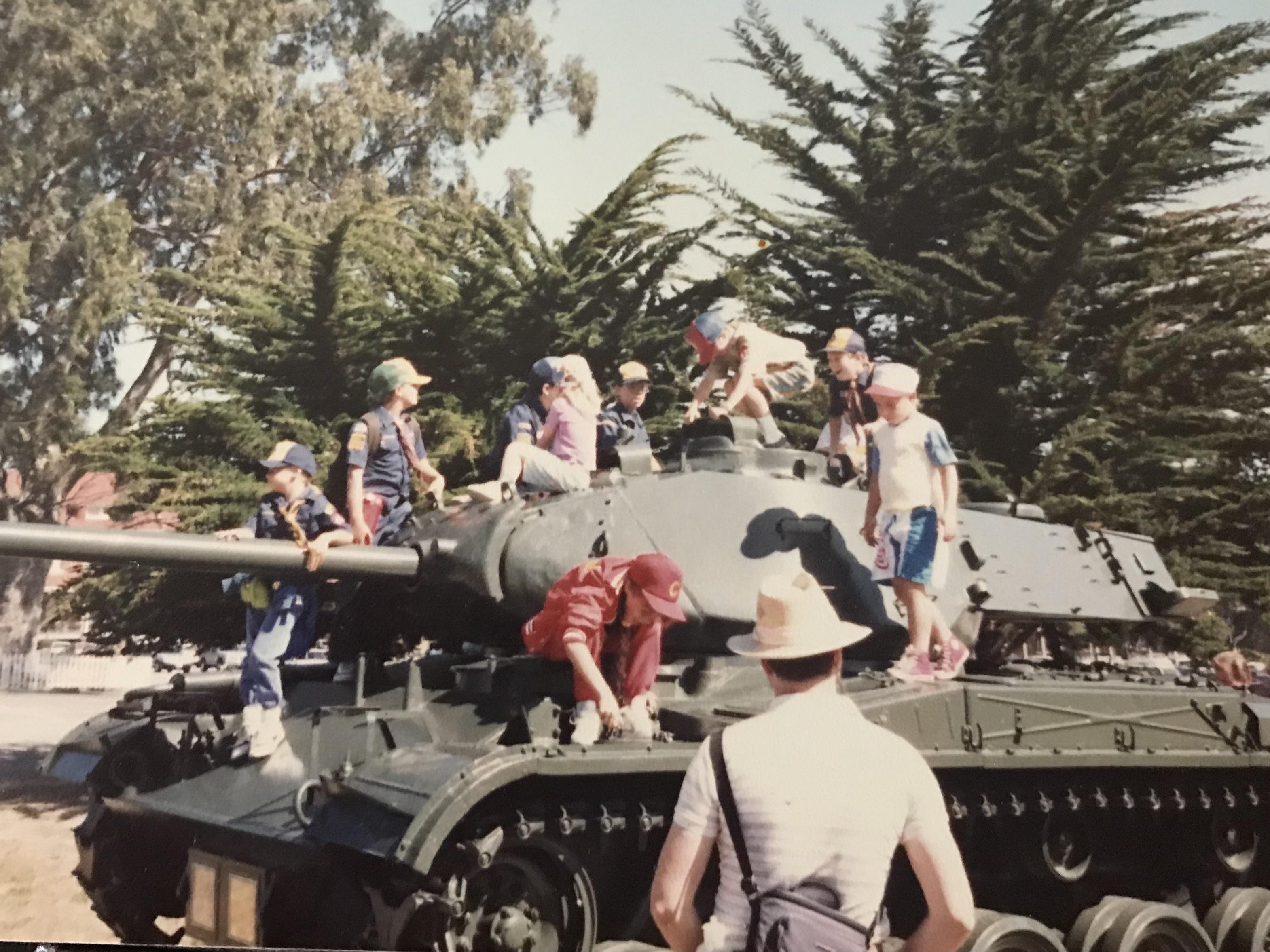 A tank at a park somewhere in the Bay Area California in