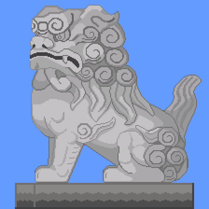 [OC][CC] Komainu/LionDog Statue, appreciate any advice on the shading