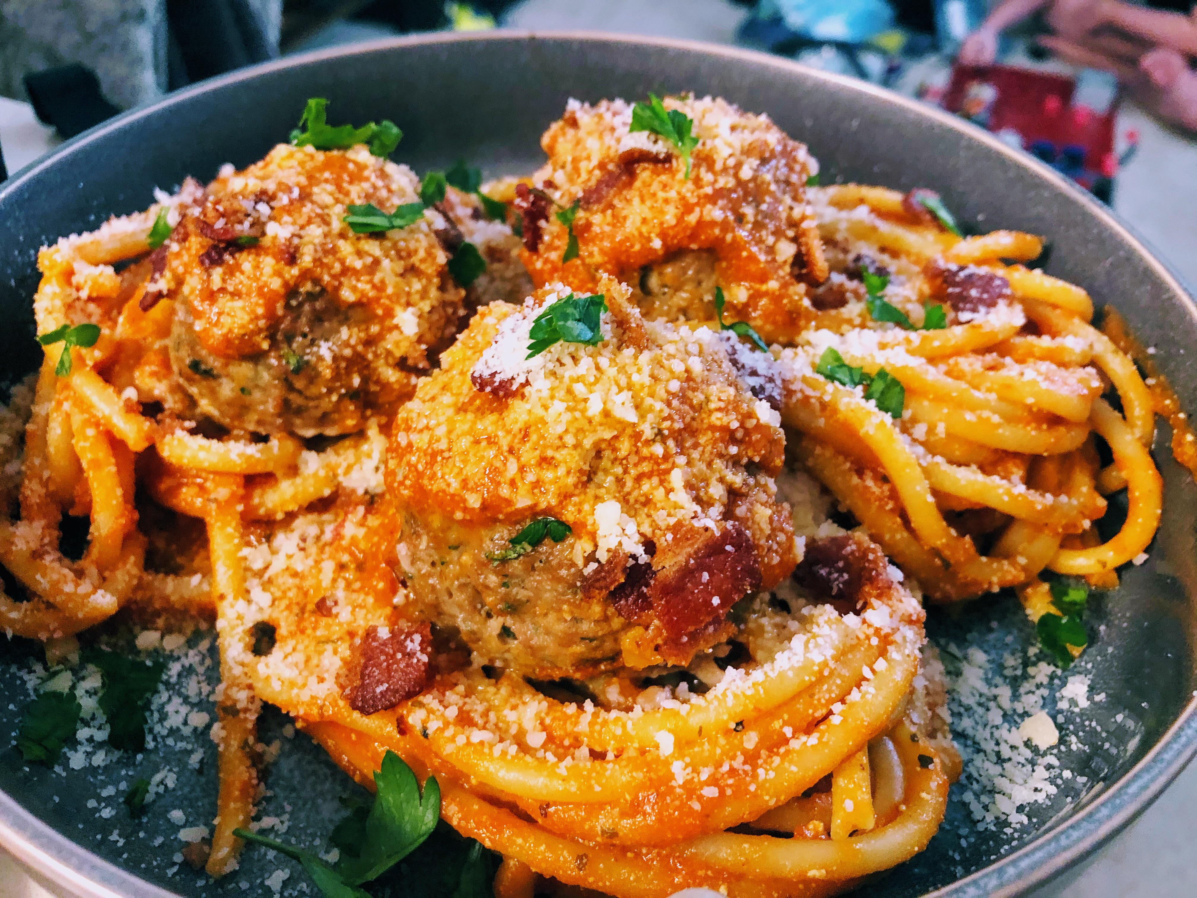 Spaghetti and meatballs with spicy marinara r/recipes