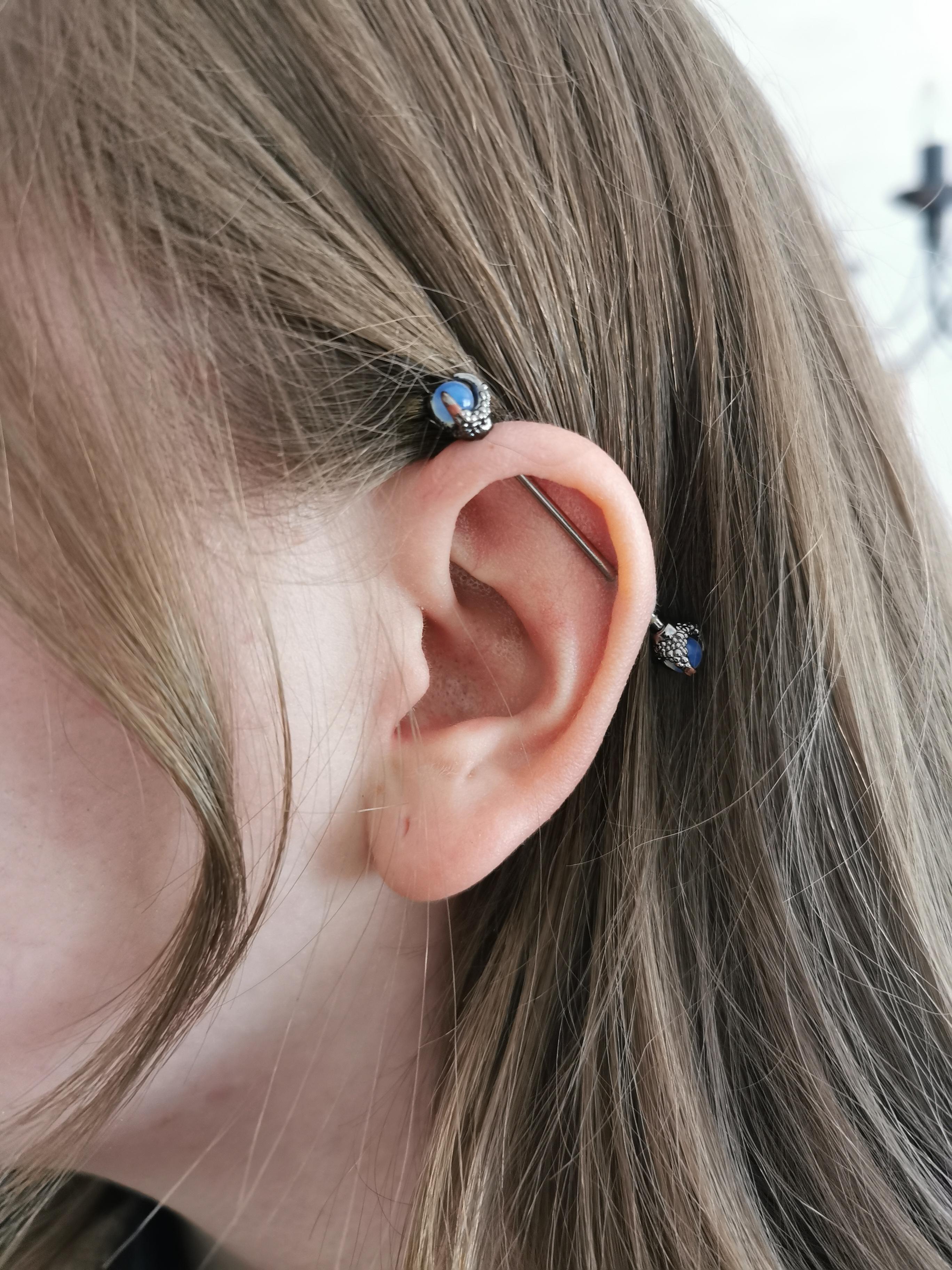 My almost healed industrial! Man has this piercing tested my patience