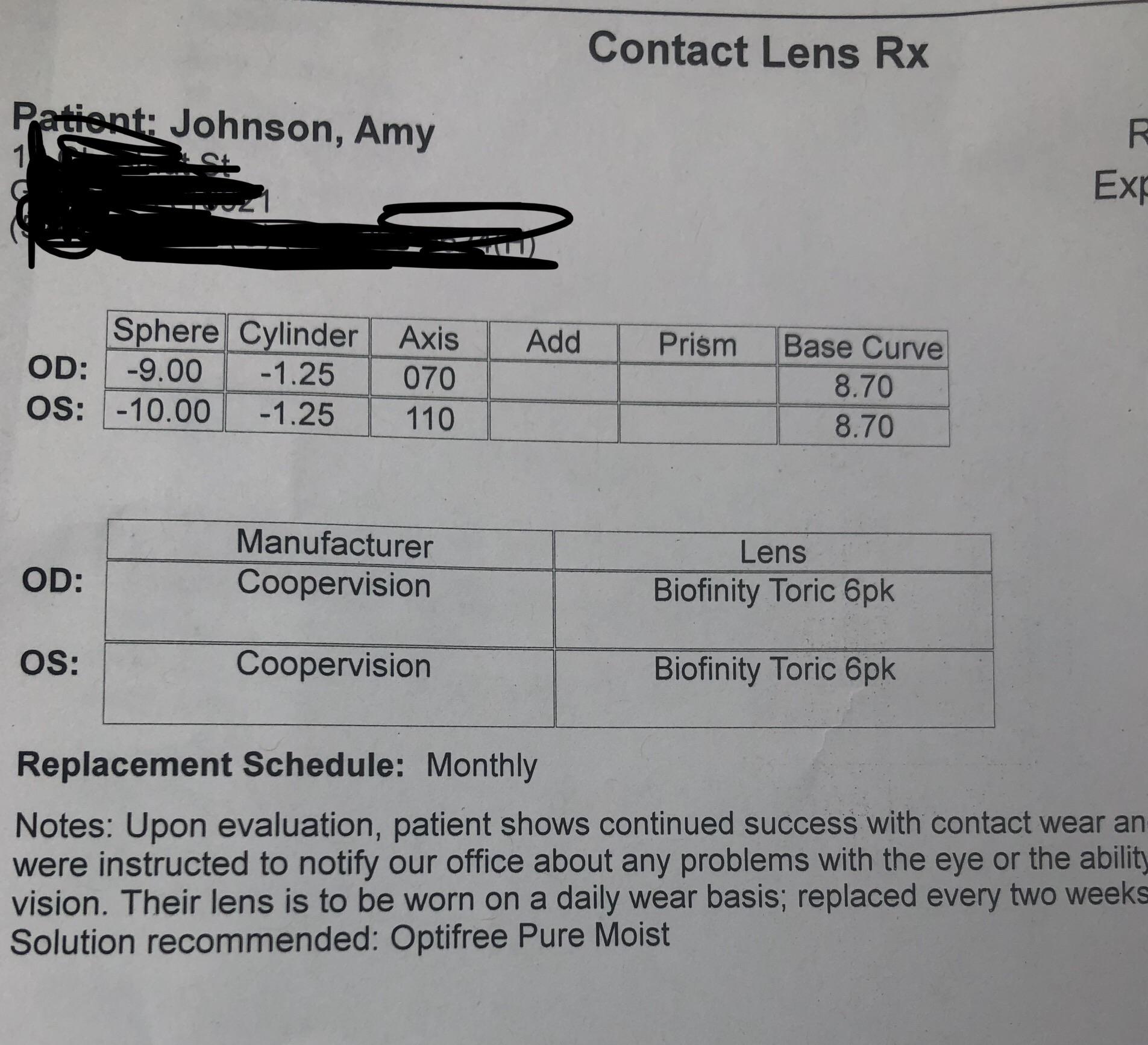 New prescription today. What’s the max power they make contact lenses