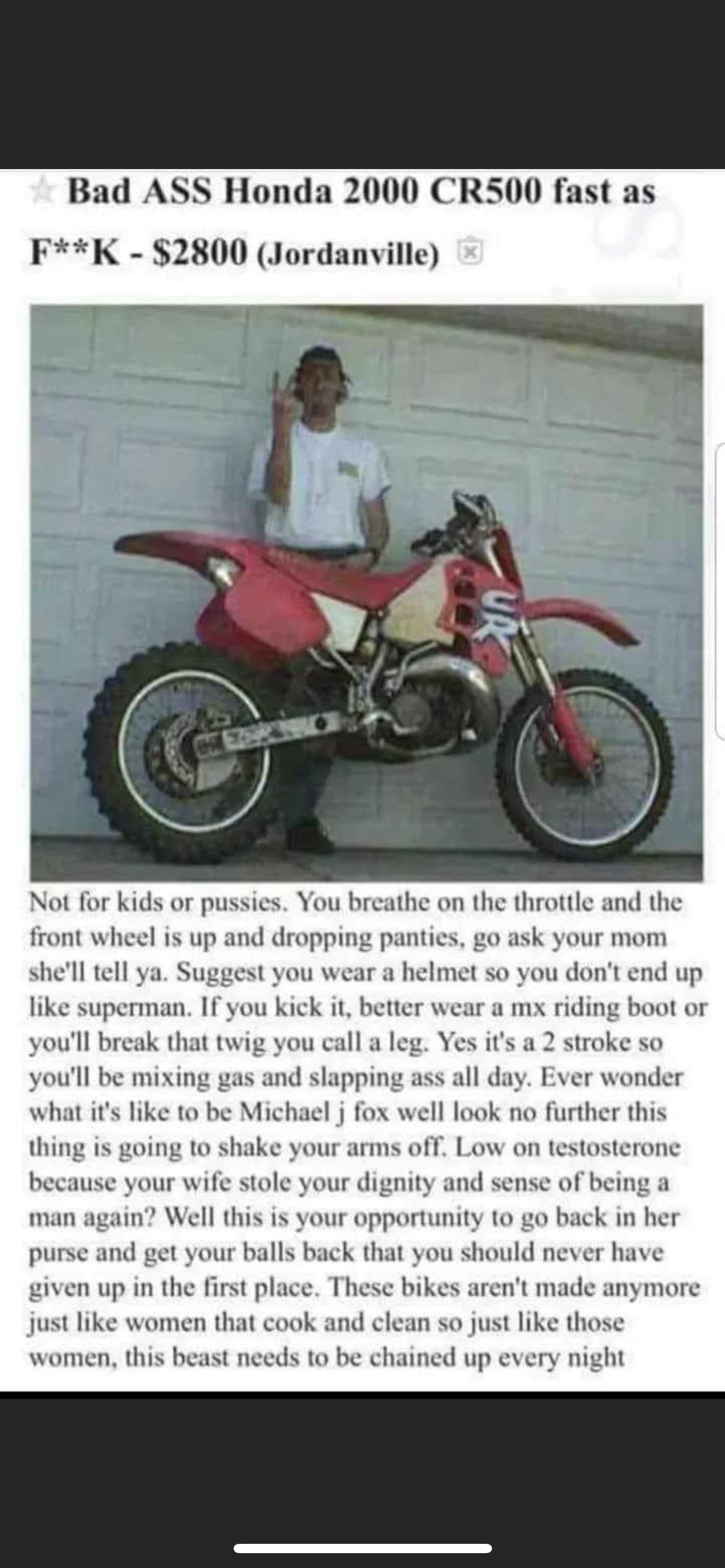 Sweet Craigslist ad r/supermoto